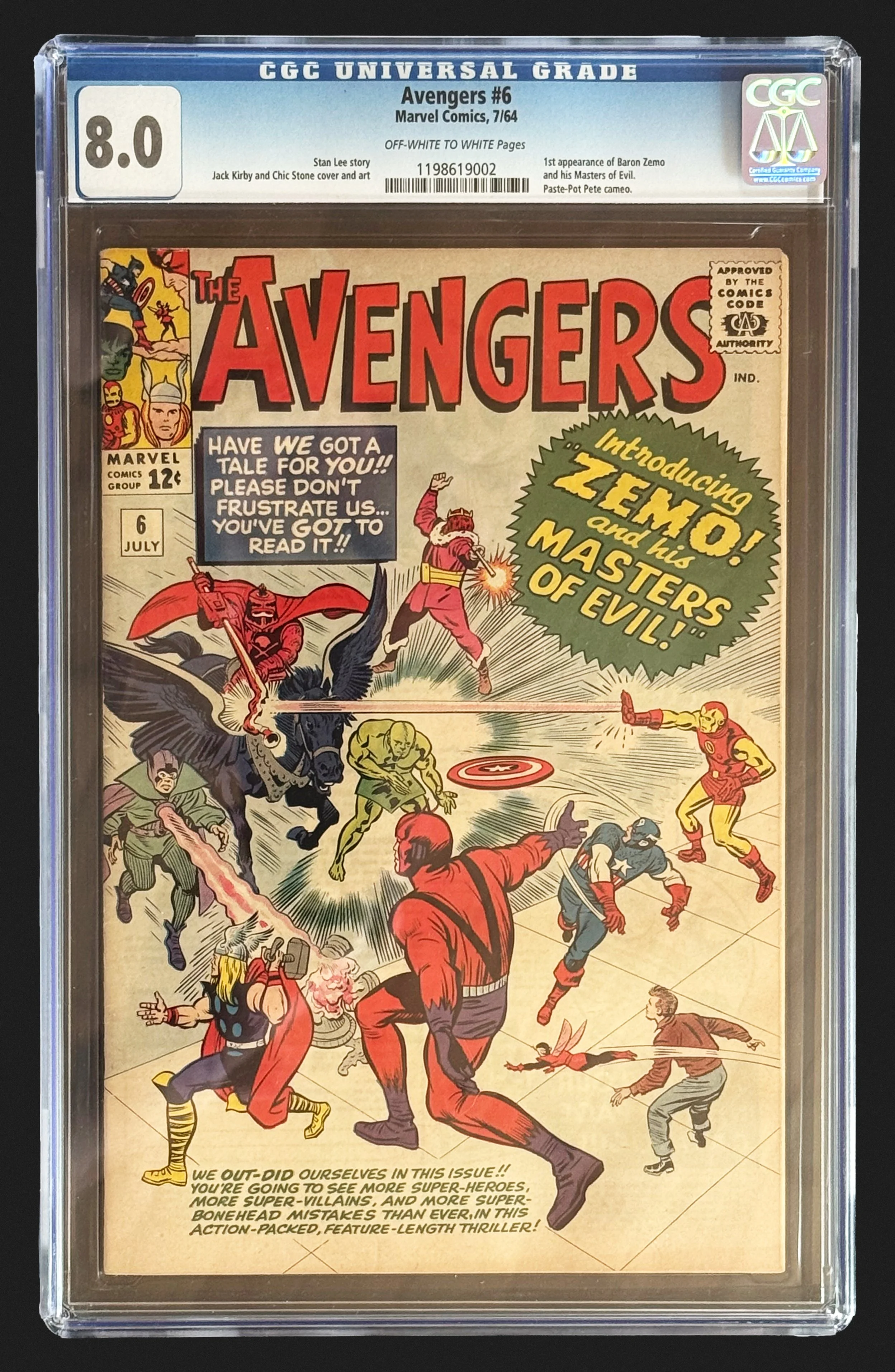 Avengers #6 — 1st Baron Zemo and the Masters of Evil (CGC 8.0, 1964)