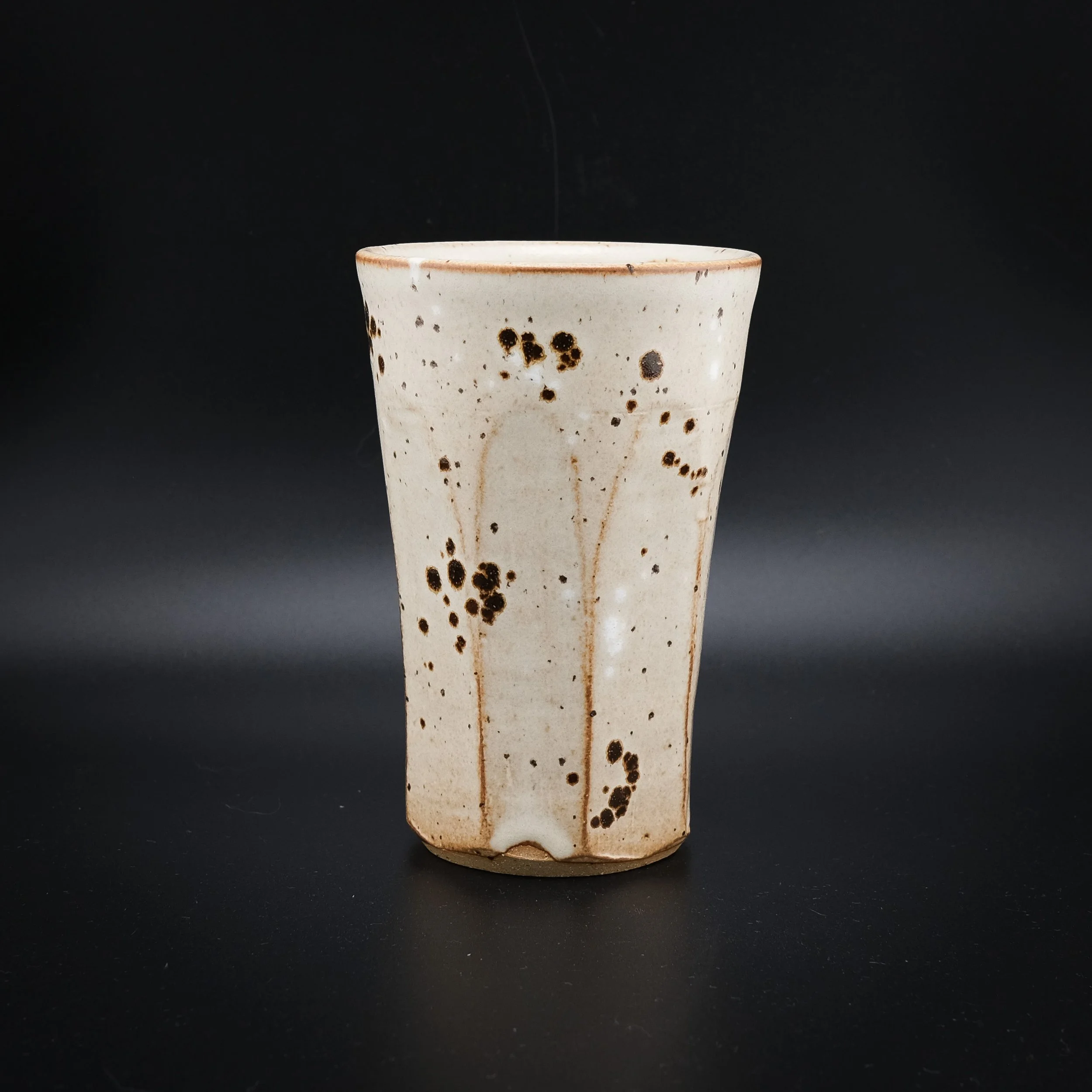 Cream Freckled Faceted Tumbler