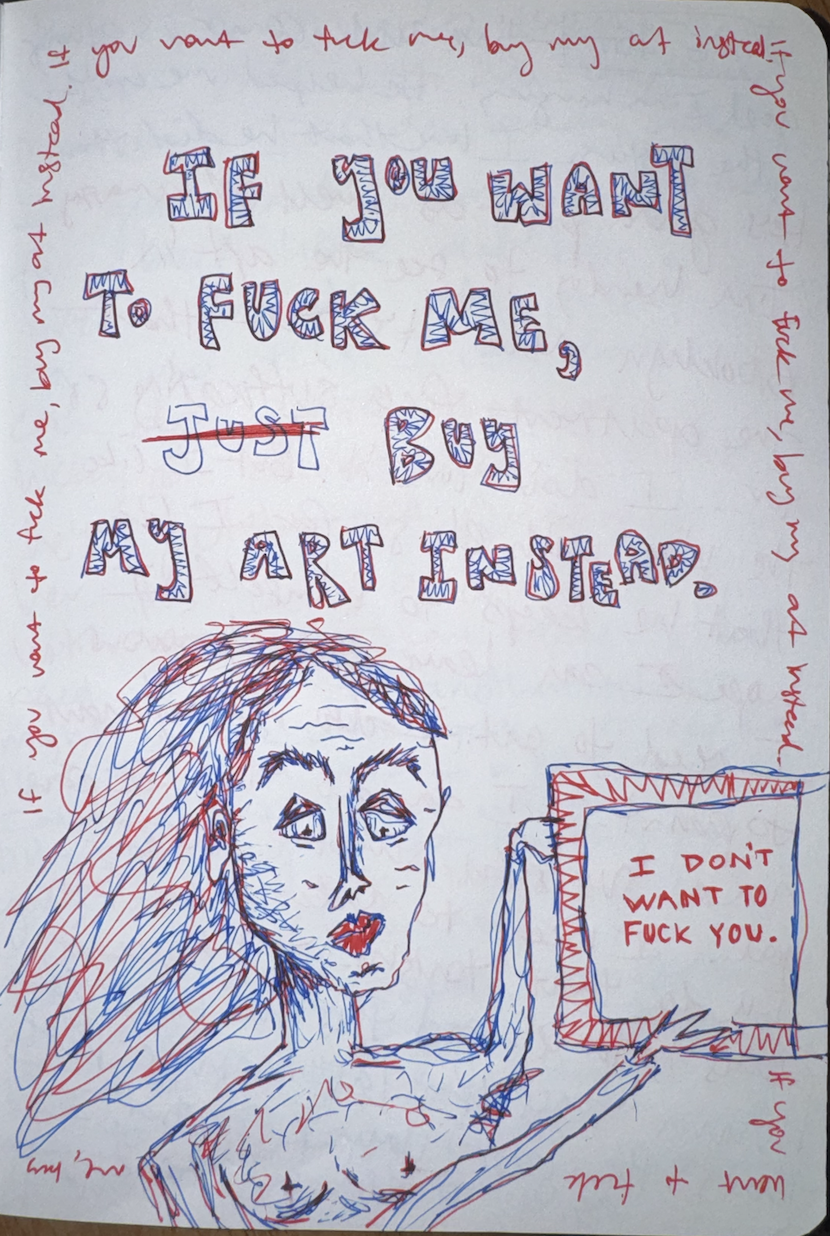 Pen on paper.