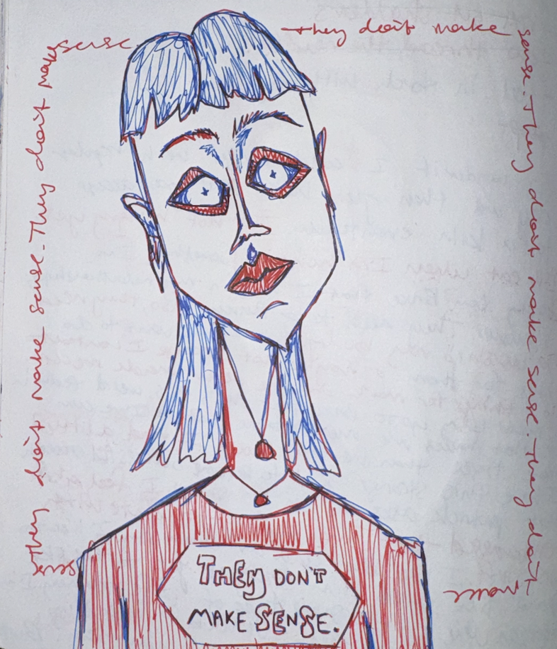 pen on paper.