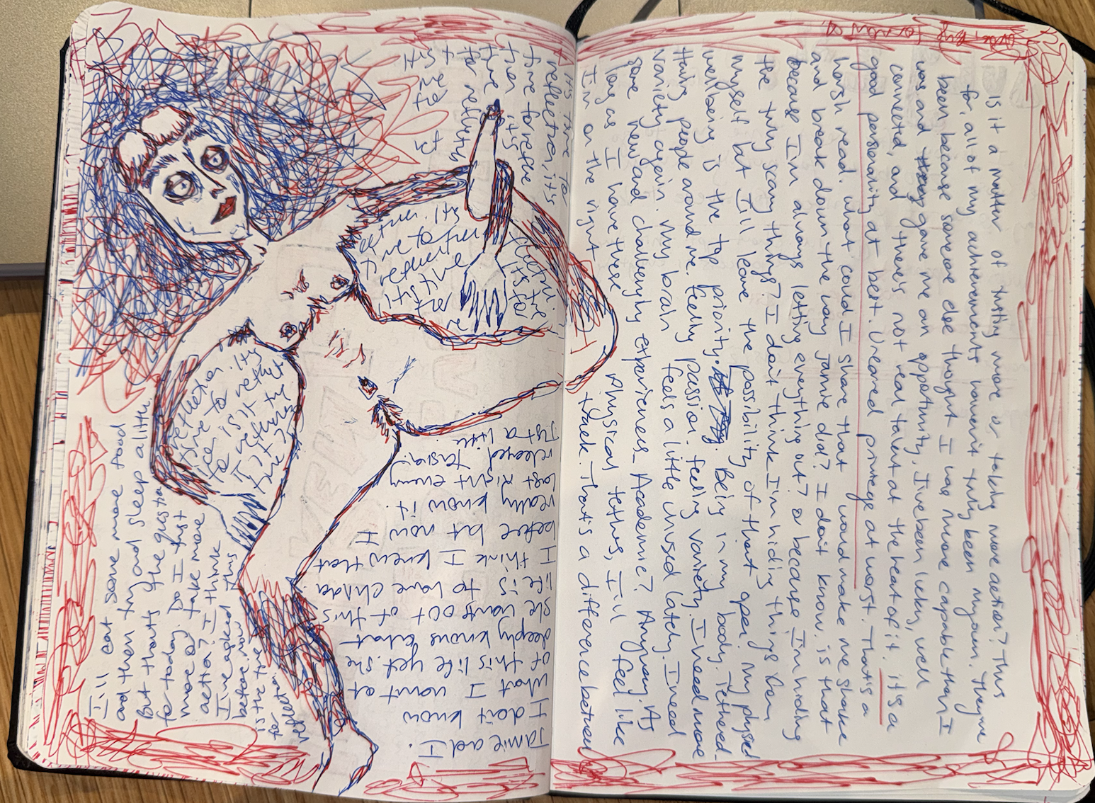 pen on paper.