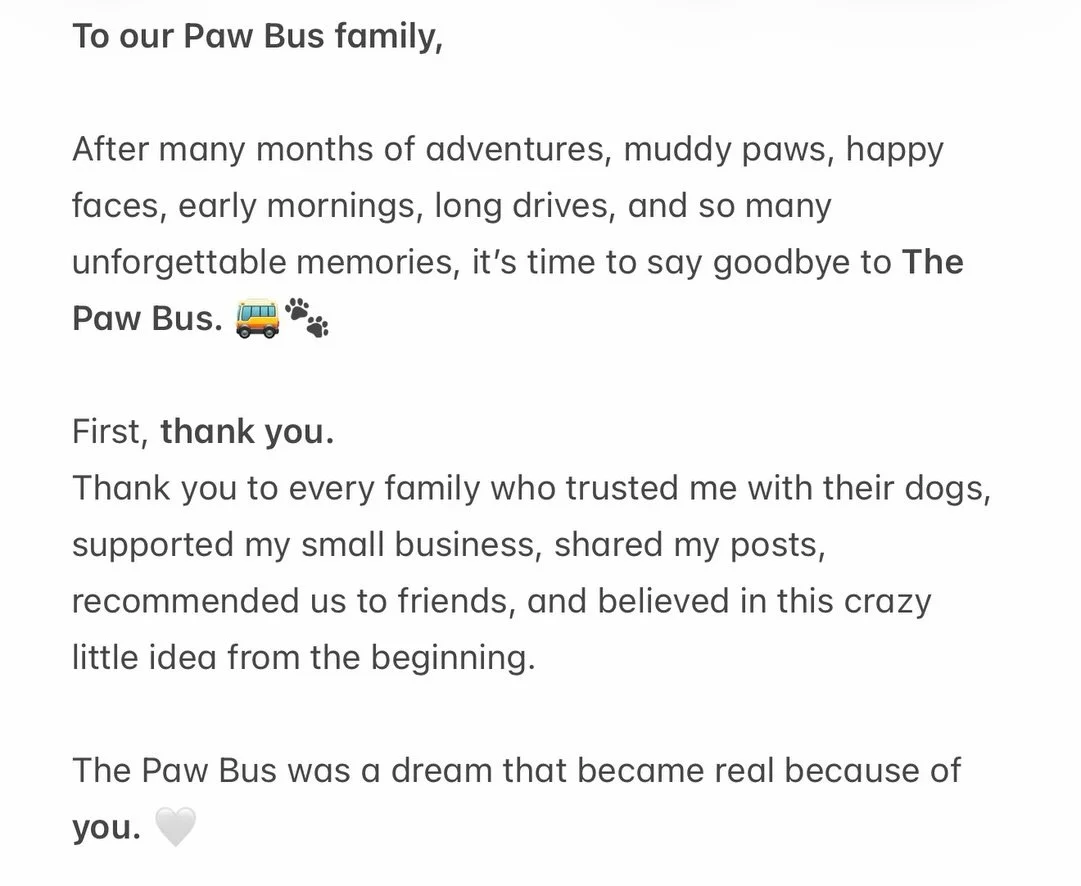 @pawsocietyottawa  A little goodbye, a fresh start. 🐾🤍

Thank you for being part of the Paw Bus journey and for supporting my dream along the way.

Now, we&rsquo;re turning the page and welcoming something new: Paw Society Ottawa.

New name. New lo