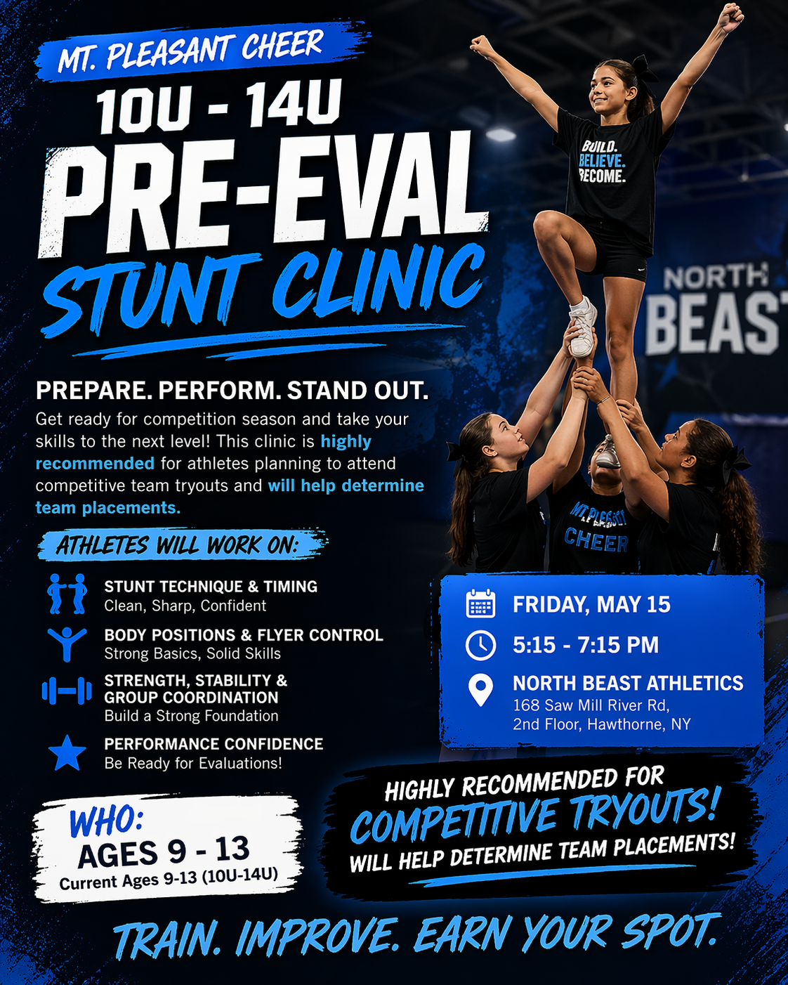10U–14U Pre-Evaluation Stunt Clinic