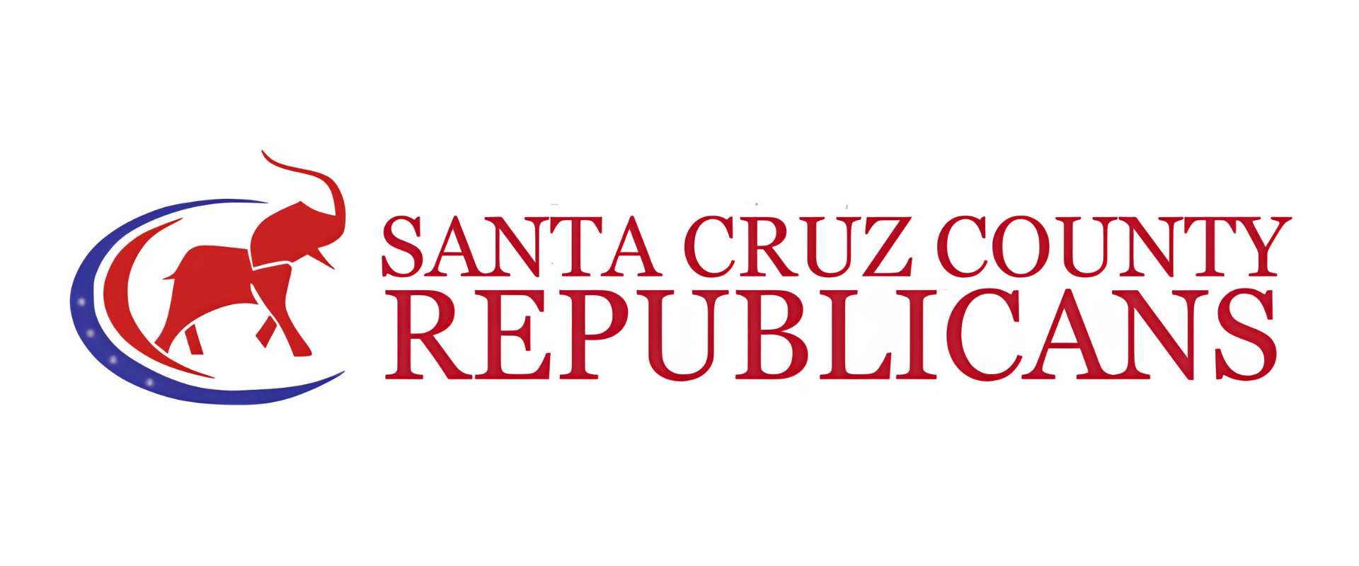 Santa Cruz County Republicans logo featuring a red bull with a curved horn inside a stylized red and blue circle.