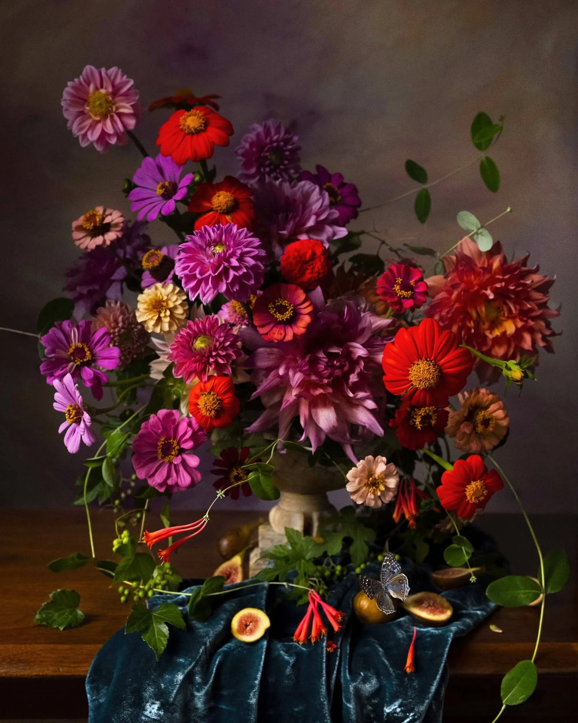 Summer Urn with Dahlias