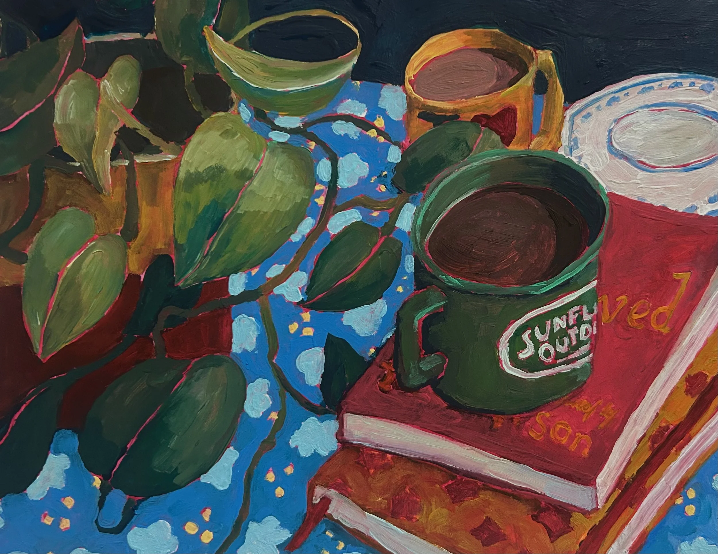 The Sunflower Mug, 12x9 in., acrylic on paper