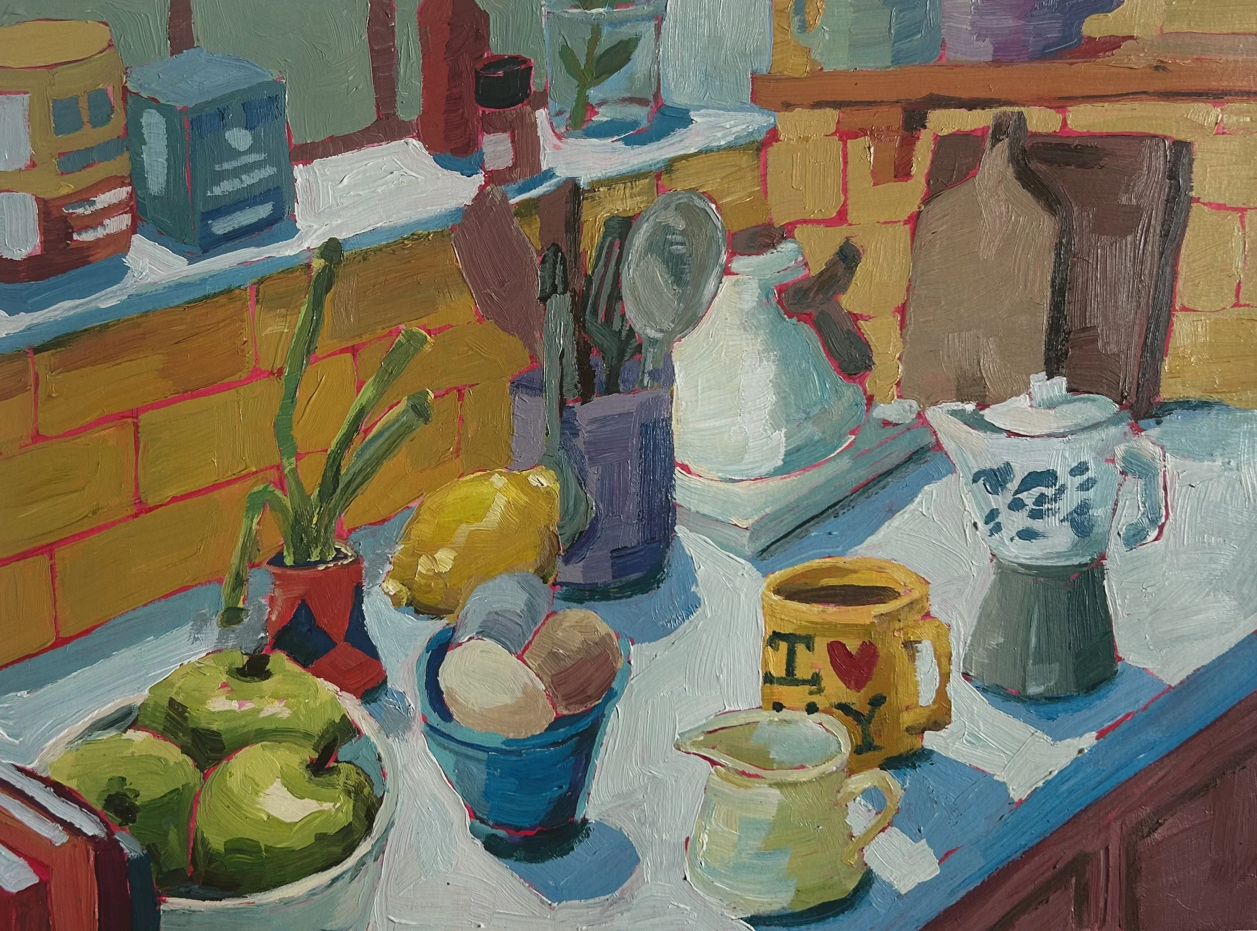 Yellow Subway Tile, 12x9 in., acrylic on paper