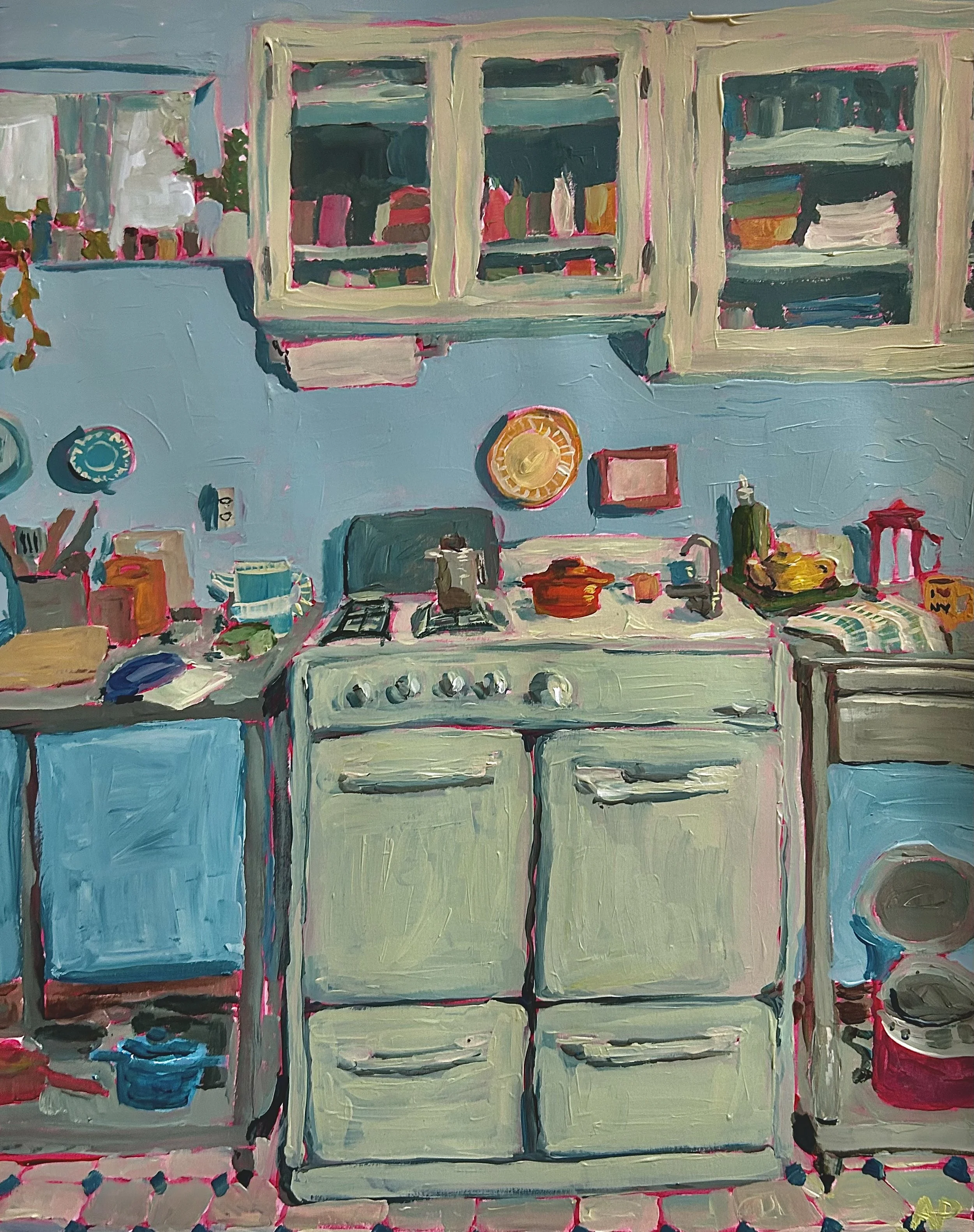 Unconventional Kitchen, Acrylic on Bristol, 16x20”