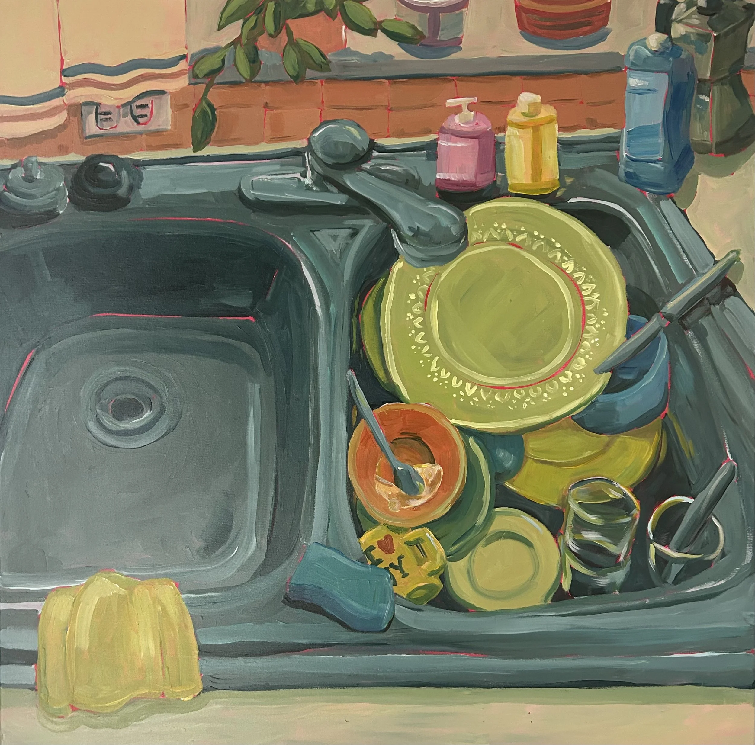 Cleaning Up, 36x36 in., acrylic on canvas. 4/7 An Ode to our Spaces