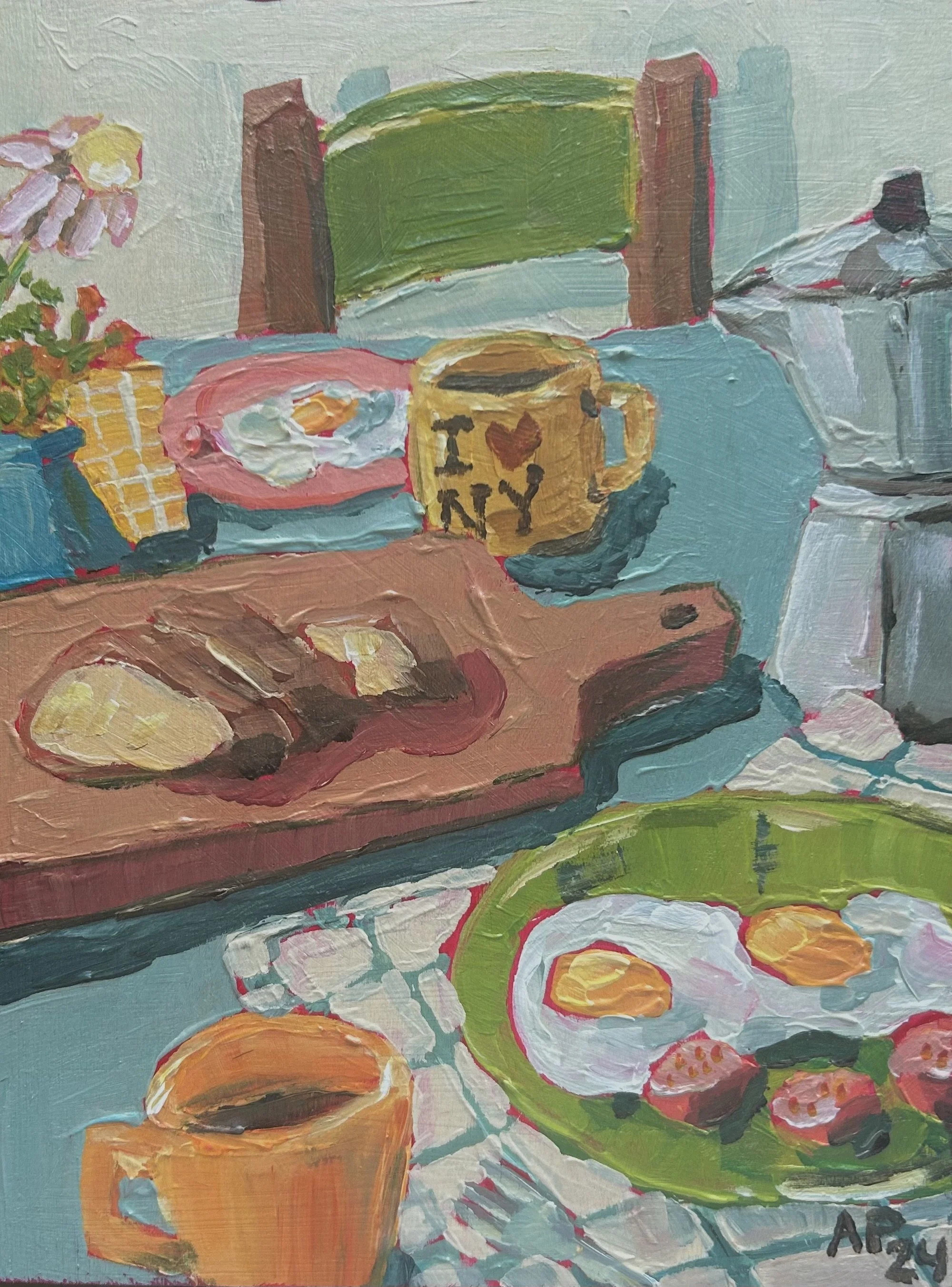 Eggs & Tomatoes, 6x8 in., acrylic on panel