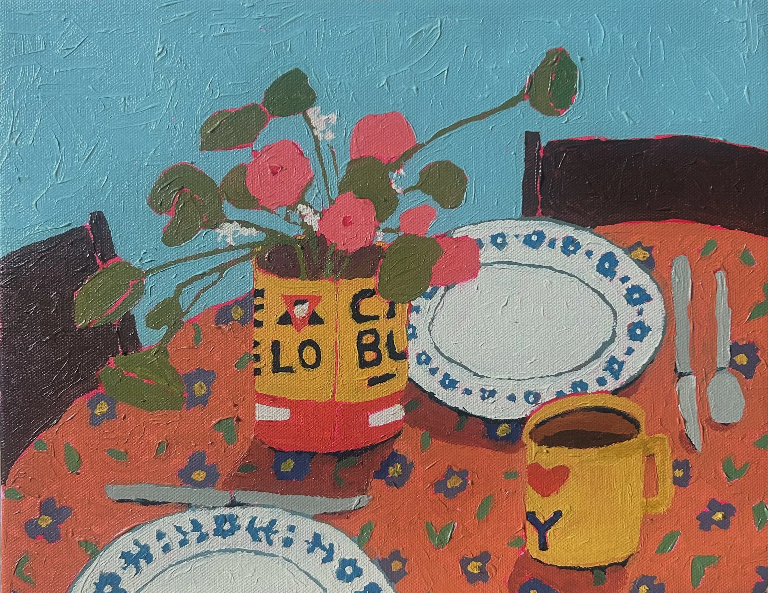 Cafe Bustelo Vase, 9x12 in., acrylic on canvas