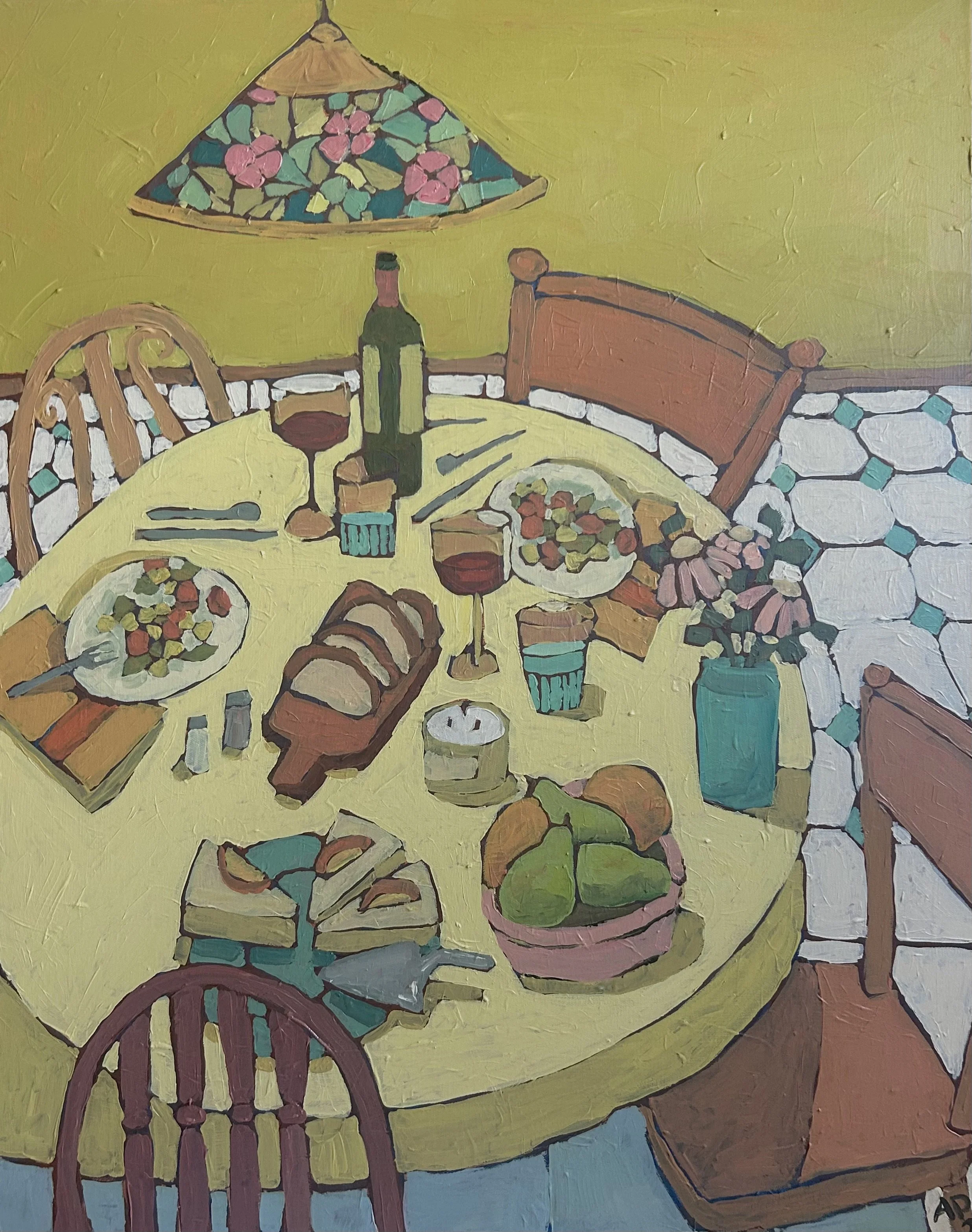 Dinner Under Grandpa’s Lamp, 24x30 in., acrylic on canvas