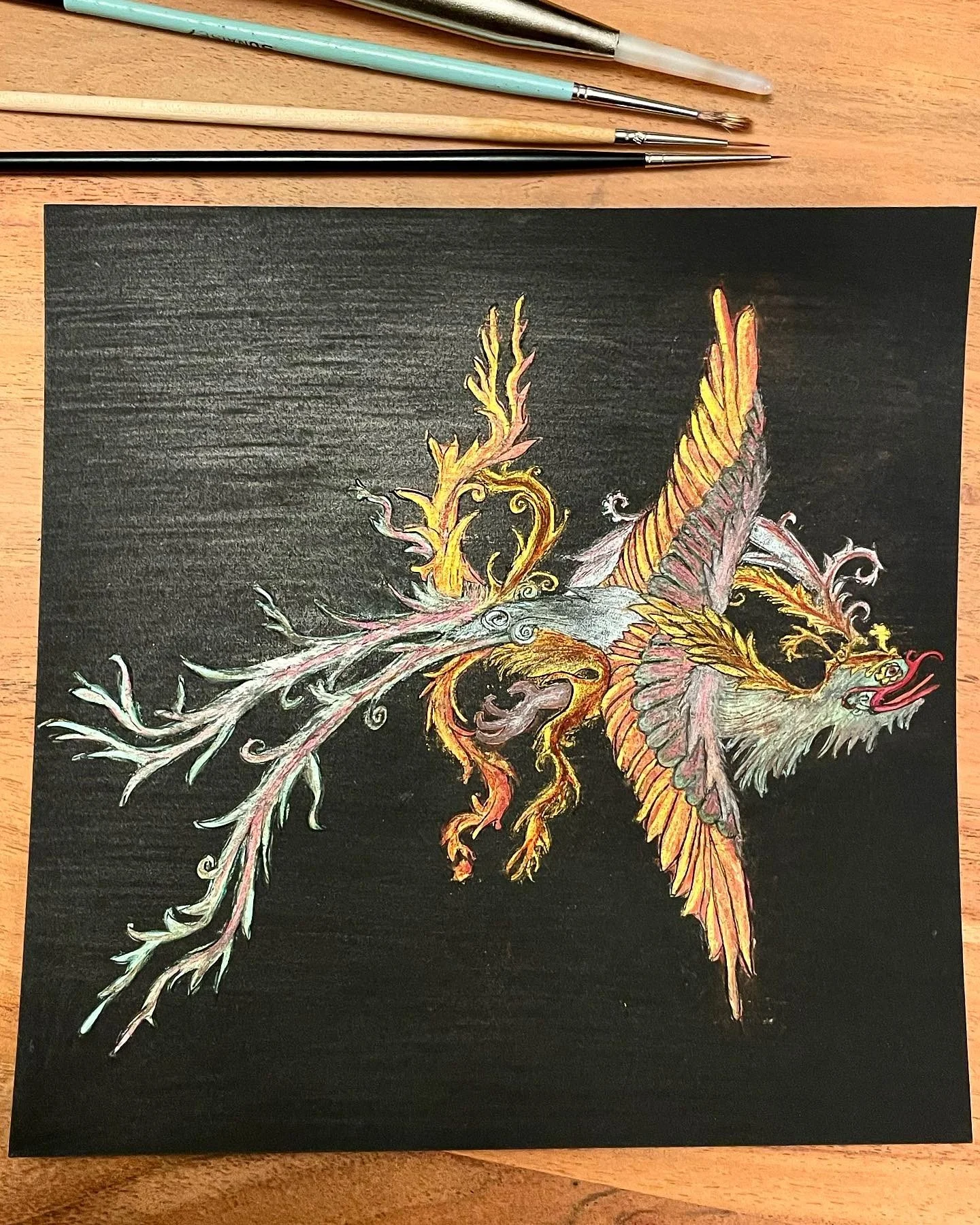 A few weeks ago I teased a WIP of a character from the Book of Kings on my stories. It was the Simurgh - a mythical bird in Persian mythology. Did this painting as a gift for someone who&rsquo;s favorite mythical creature is the simurgh. Natural pigm