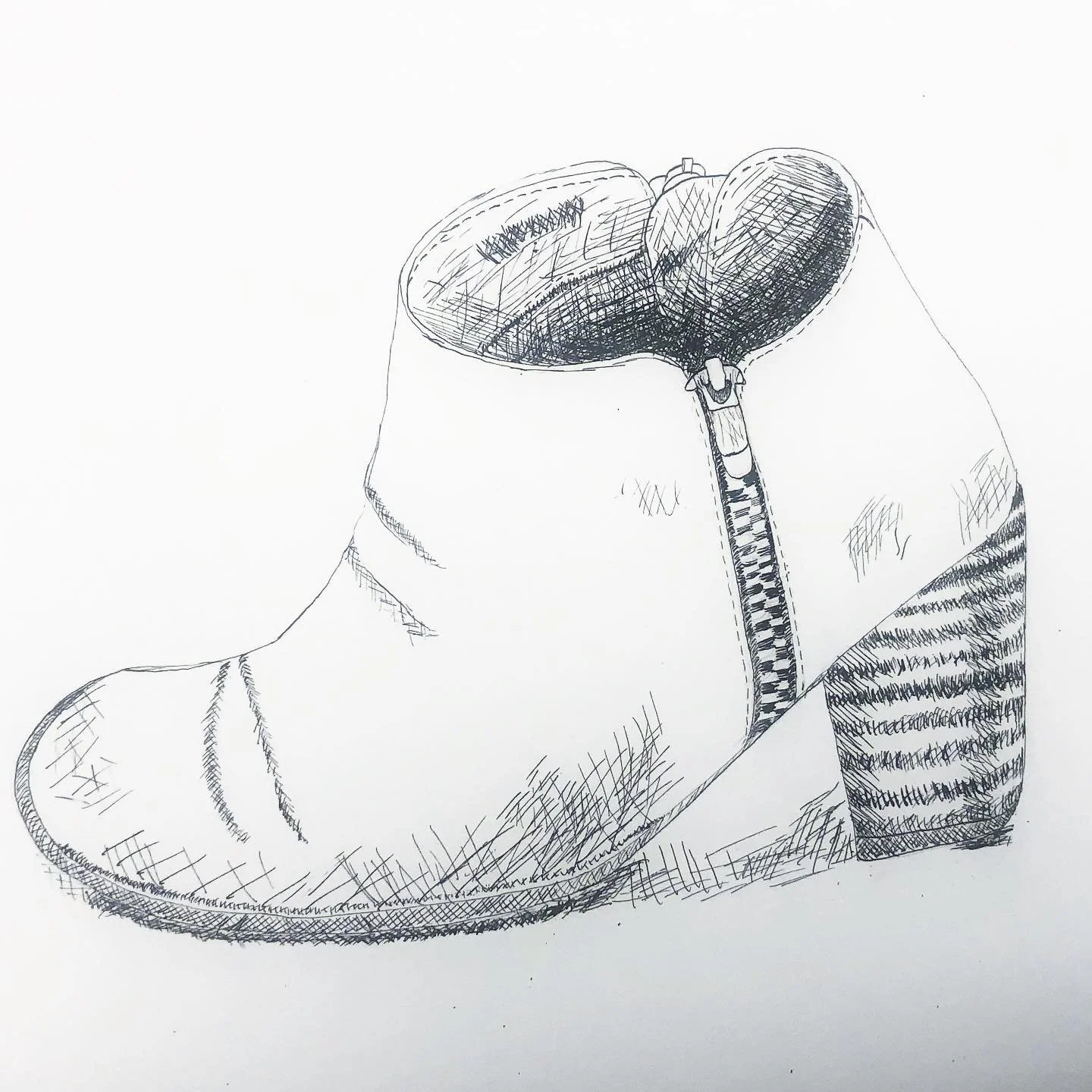 I&rsquo;m terrible at ink drawings 🙈. Here&rsquo;s an attempt at practicing perspective drawing using ink. And yes, this is a shoe I own - it&rsquo;s from the pair of tan booties that I always wear.