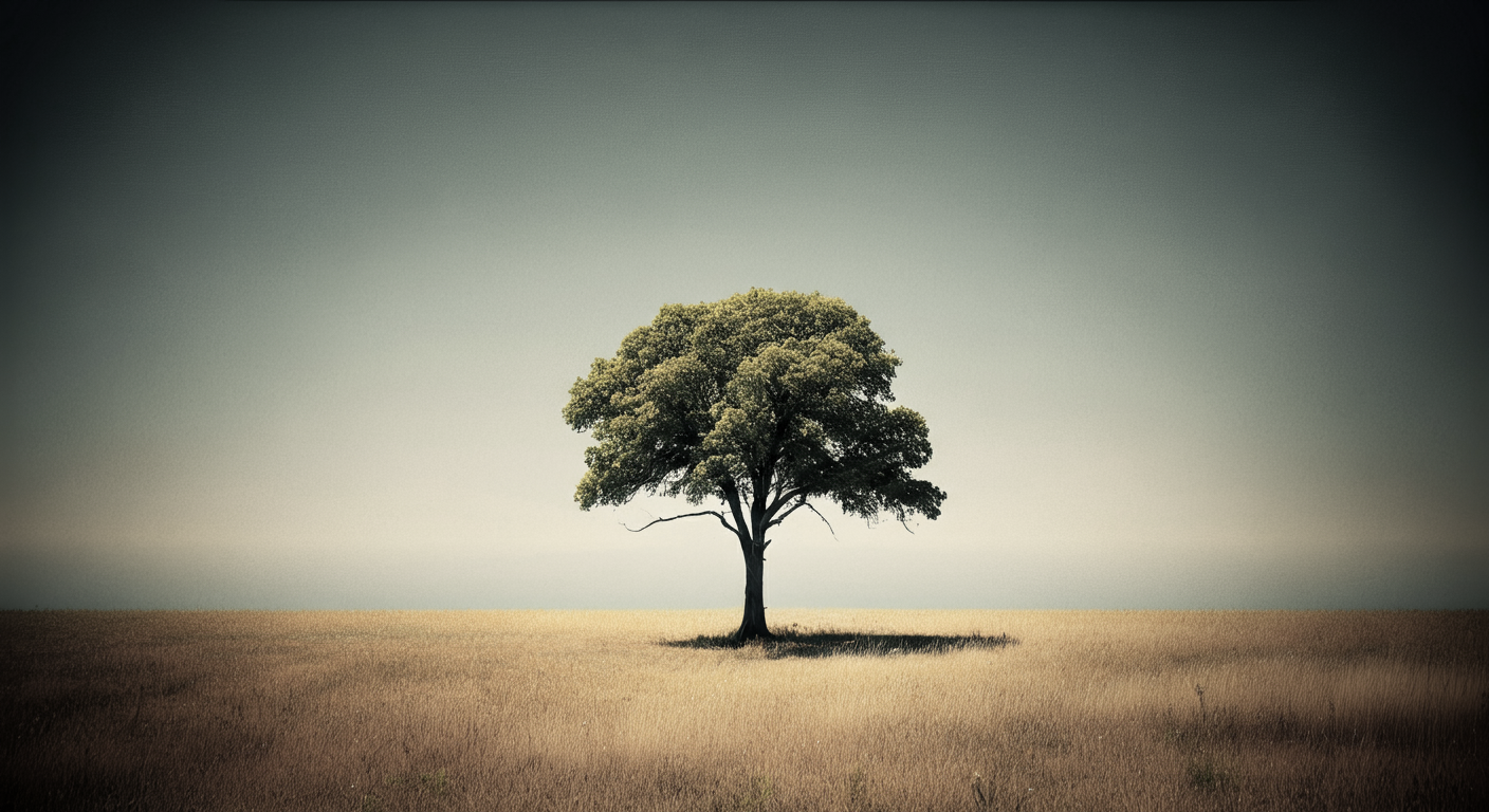 Lone tree in an open field.