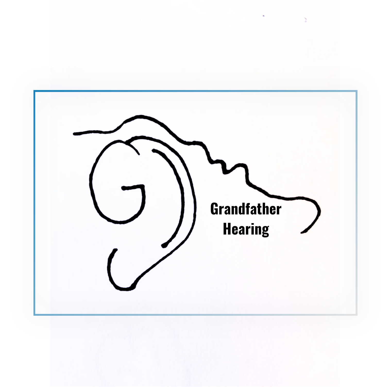 Line drawing of a human ear with the text "Grandfather Hearing" beside it.
