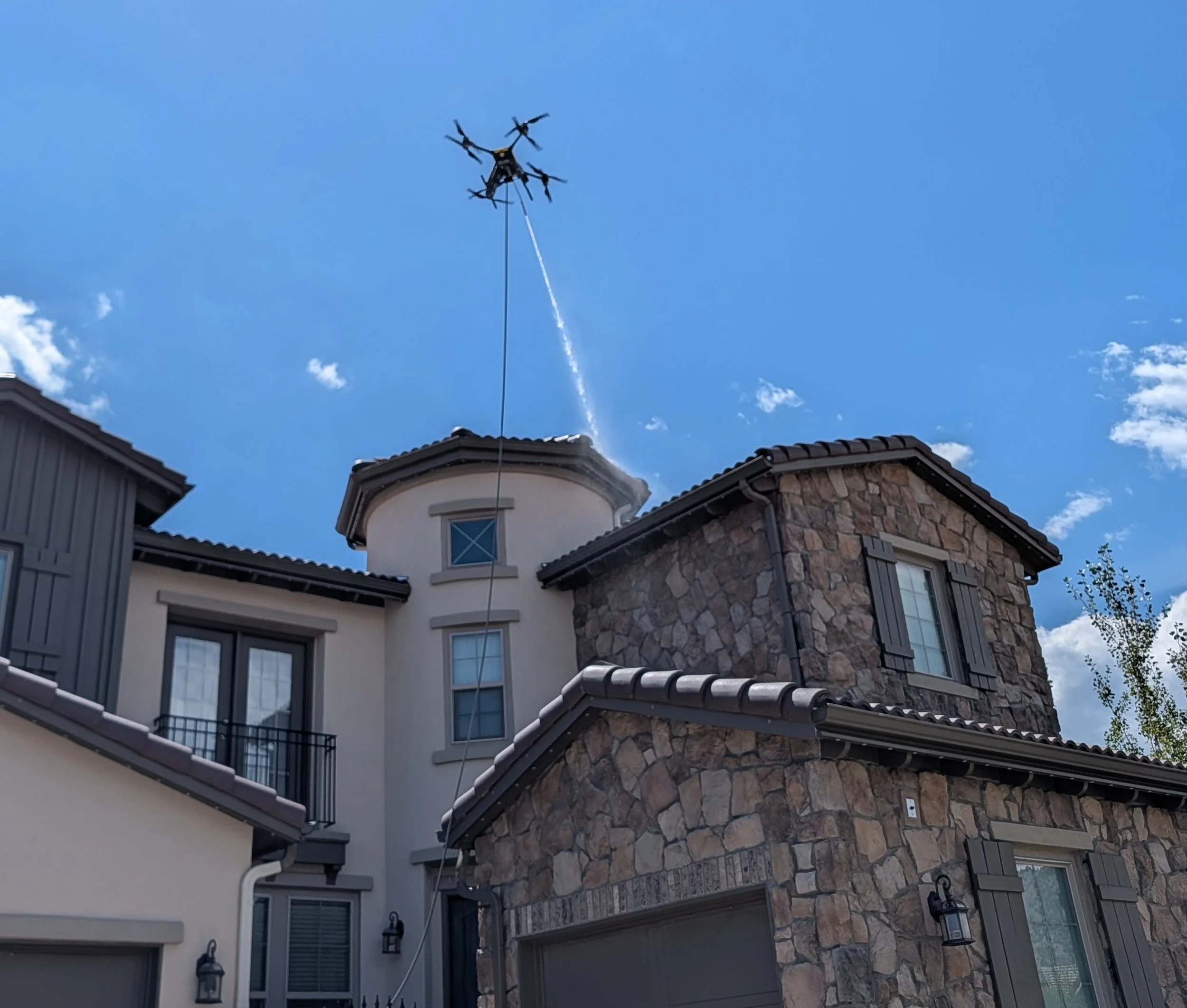 drone washing house