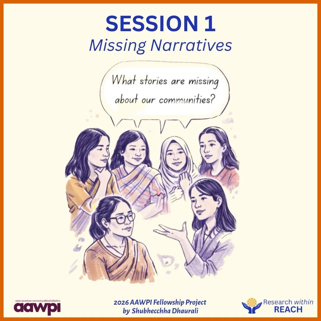 Session 1&rsquo;s theme is ✨Missing Narratives ✨ We will build trust, connect with one another, and identify a question about our communities we want to explore. Throughout this session, we will learn different research methods to understand our ques