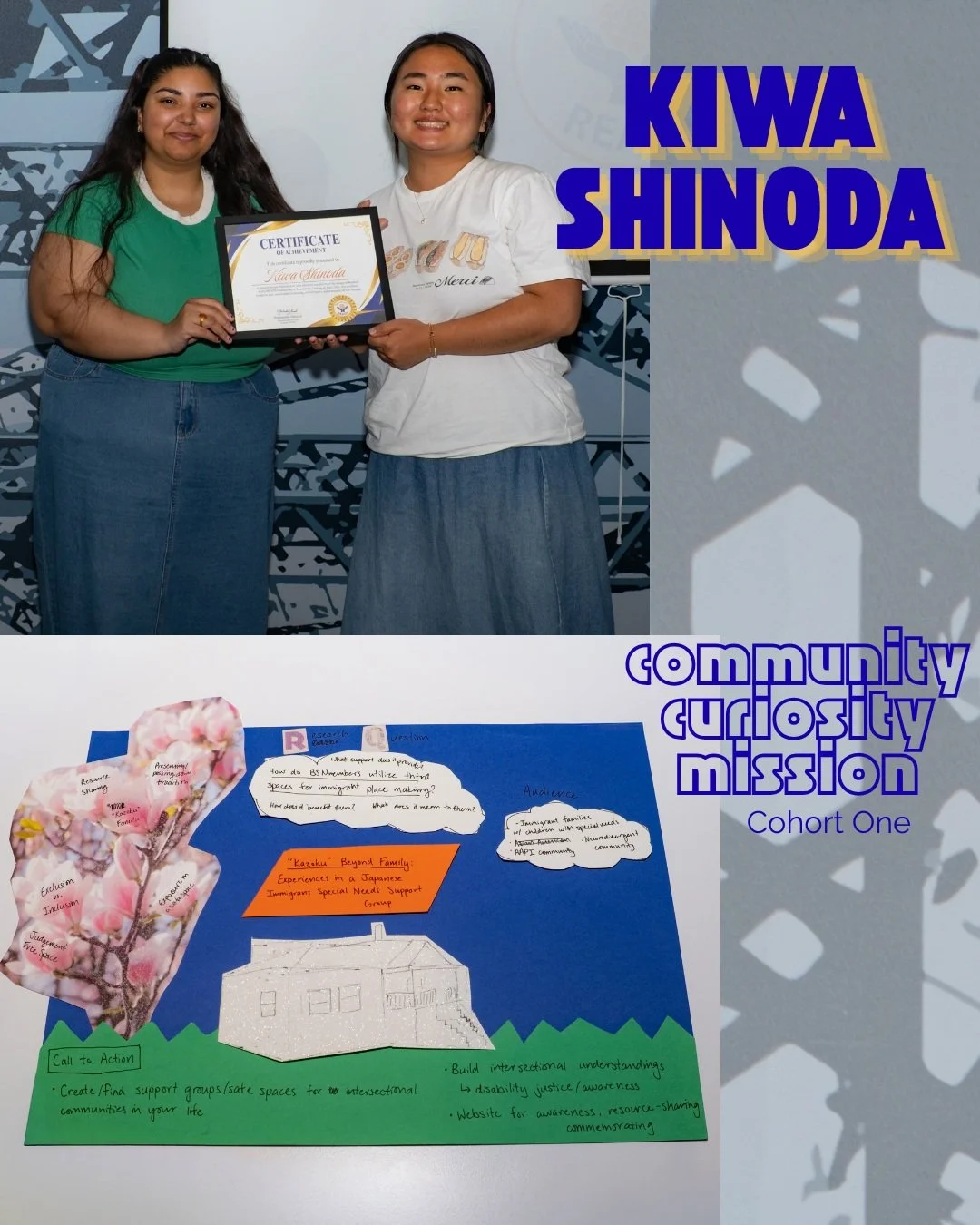 With a passion to amplify marginalized voices, inaugural cohort participant Kiwa asked the research question: How do Boston Special Needs (BSN) group members utilize third spaces in navigating immigrant place-making? 

More specifically, she intervie