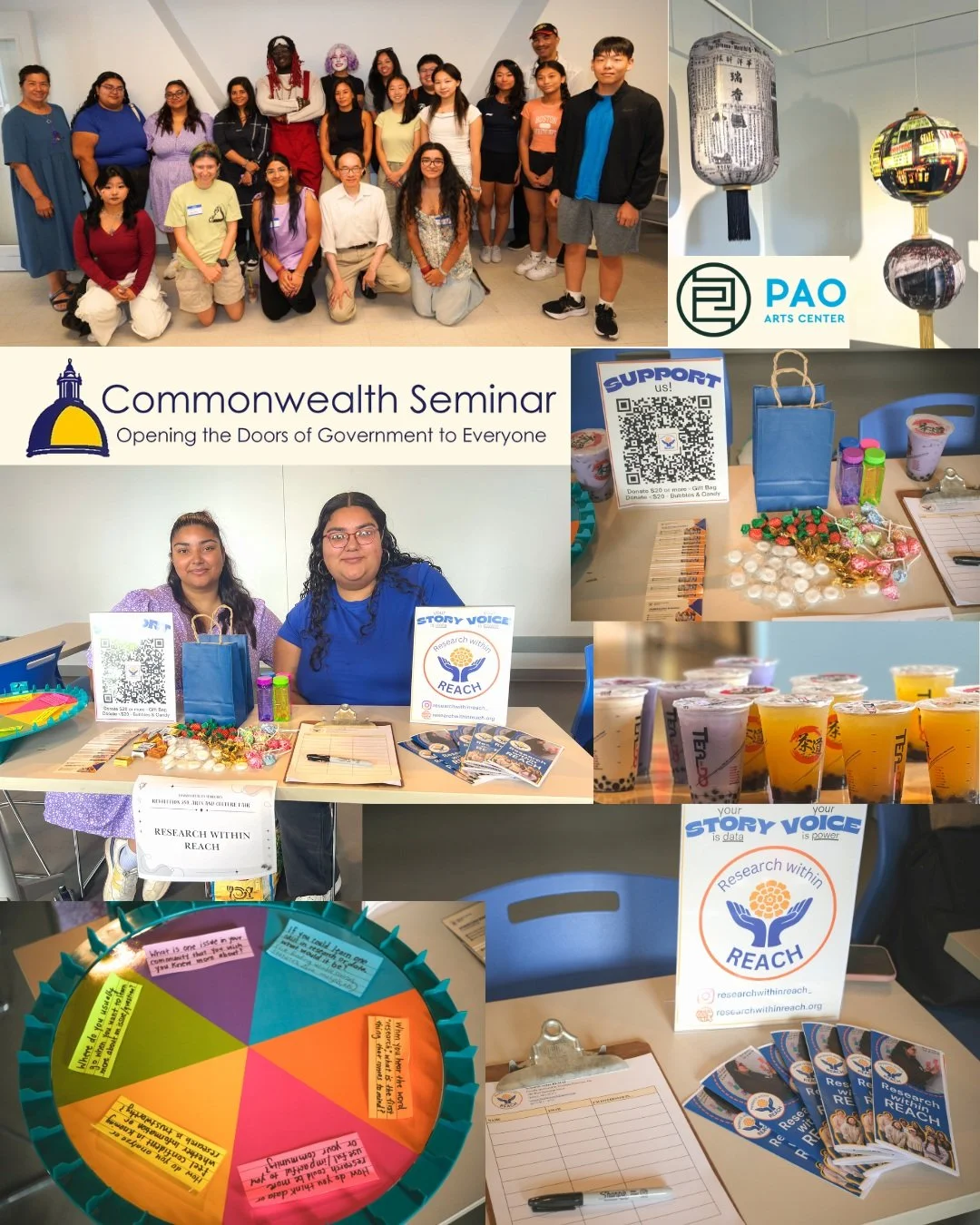 Thank you @commonwealthseminar for having @researchwithinreach_ at the Revolutionary Boston 250: Art &amp; Culture Fair @paoartscenter! Loved sharing our work and meeting new folks/other vendors!