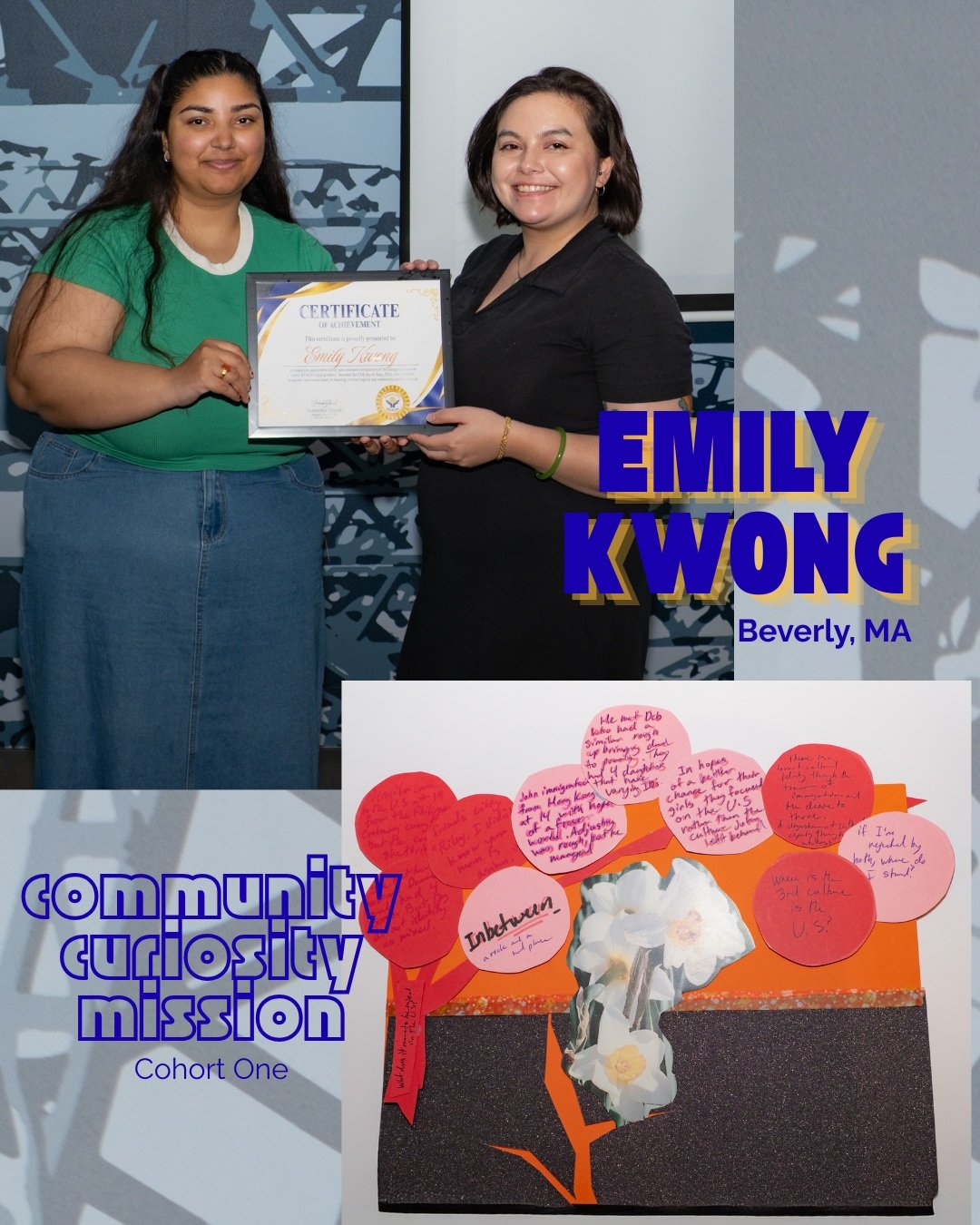 As a North Shore-based artist, muralist, and community arts practitioner, as well as a mixed-Asian American from a working-class background, Emily @kwongster_k creates work in response to her lived experience and the world around her.

In her curiosi