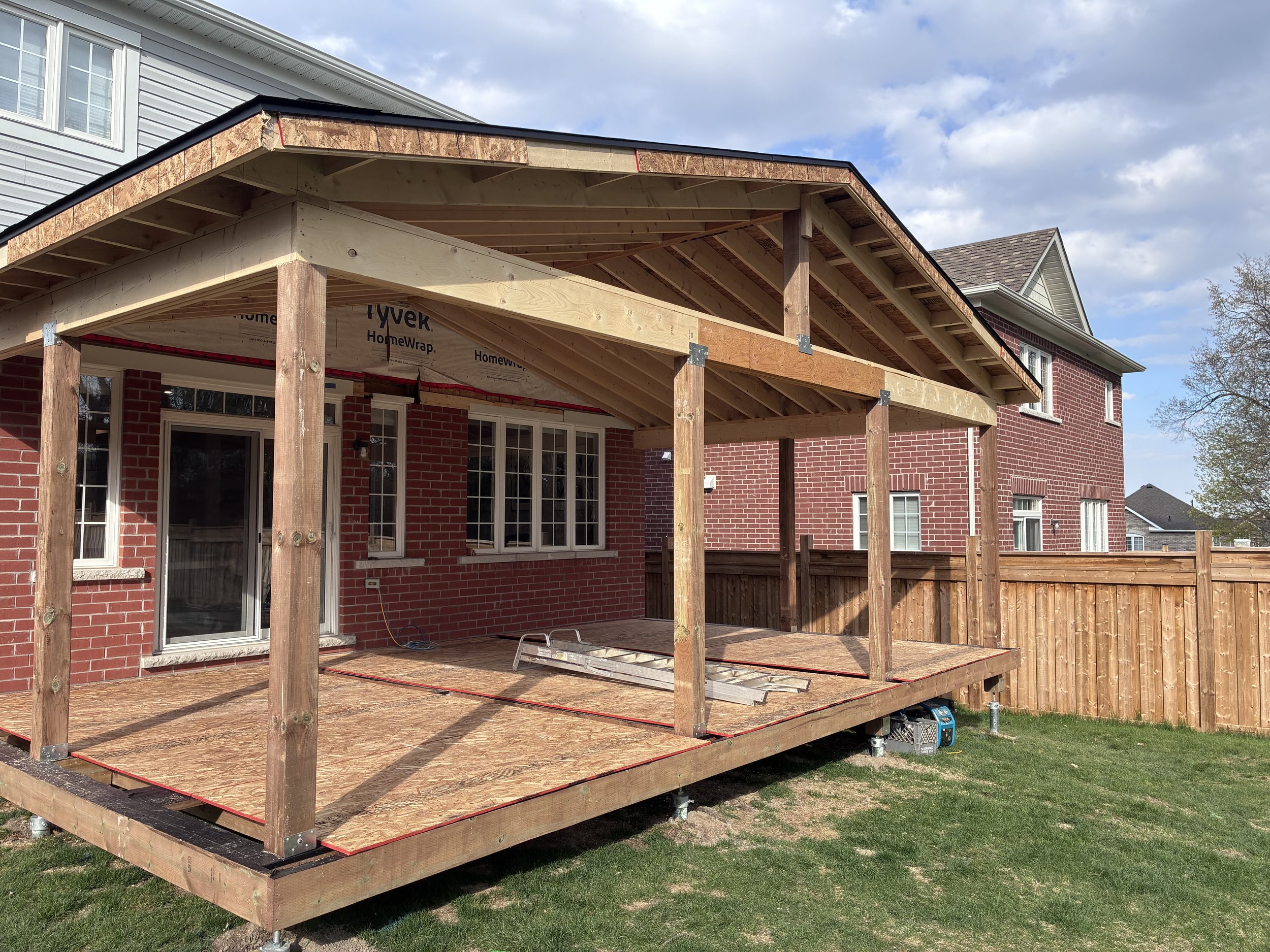 Covered deck framed in Port Perry Ontario