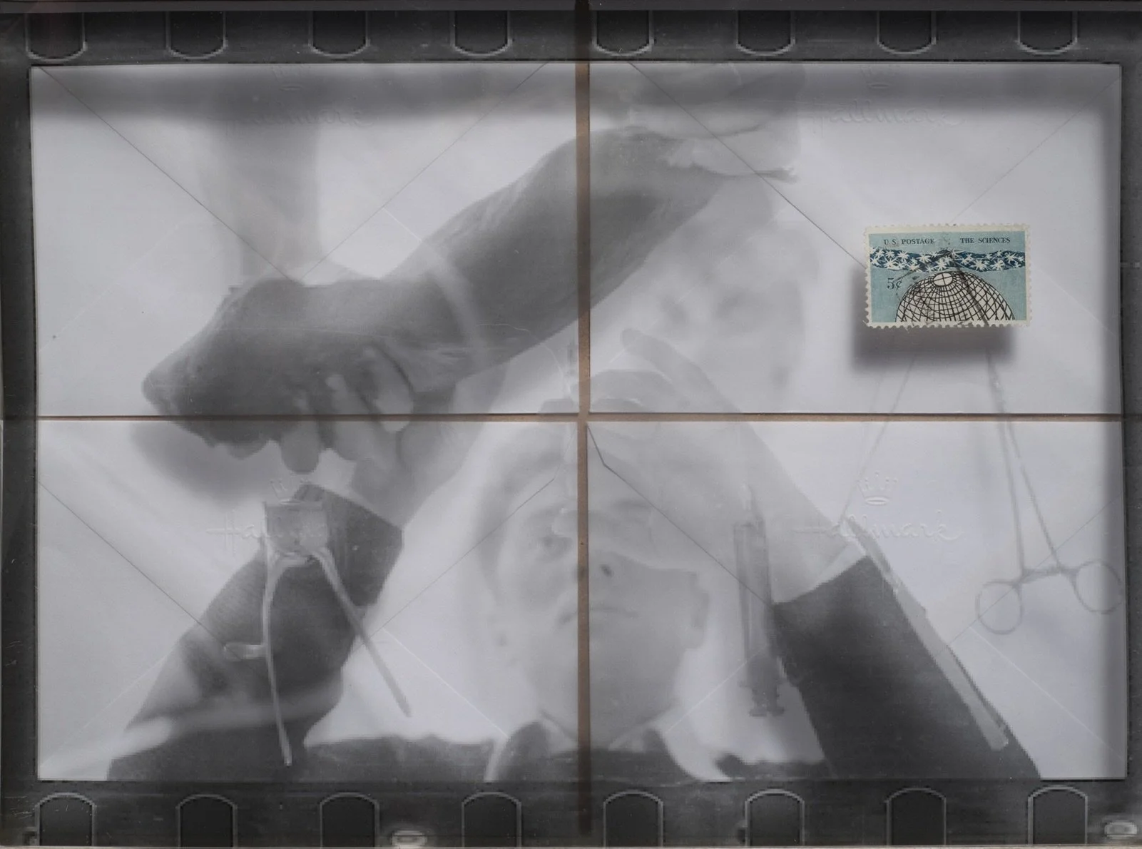 Sciences Making Good Better ~ 16" x 20" ~ Historic photos, vintage postage stamps, watercolors