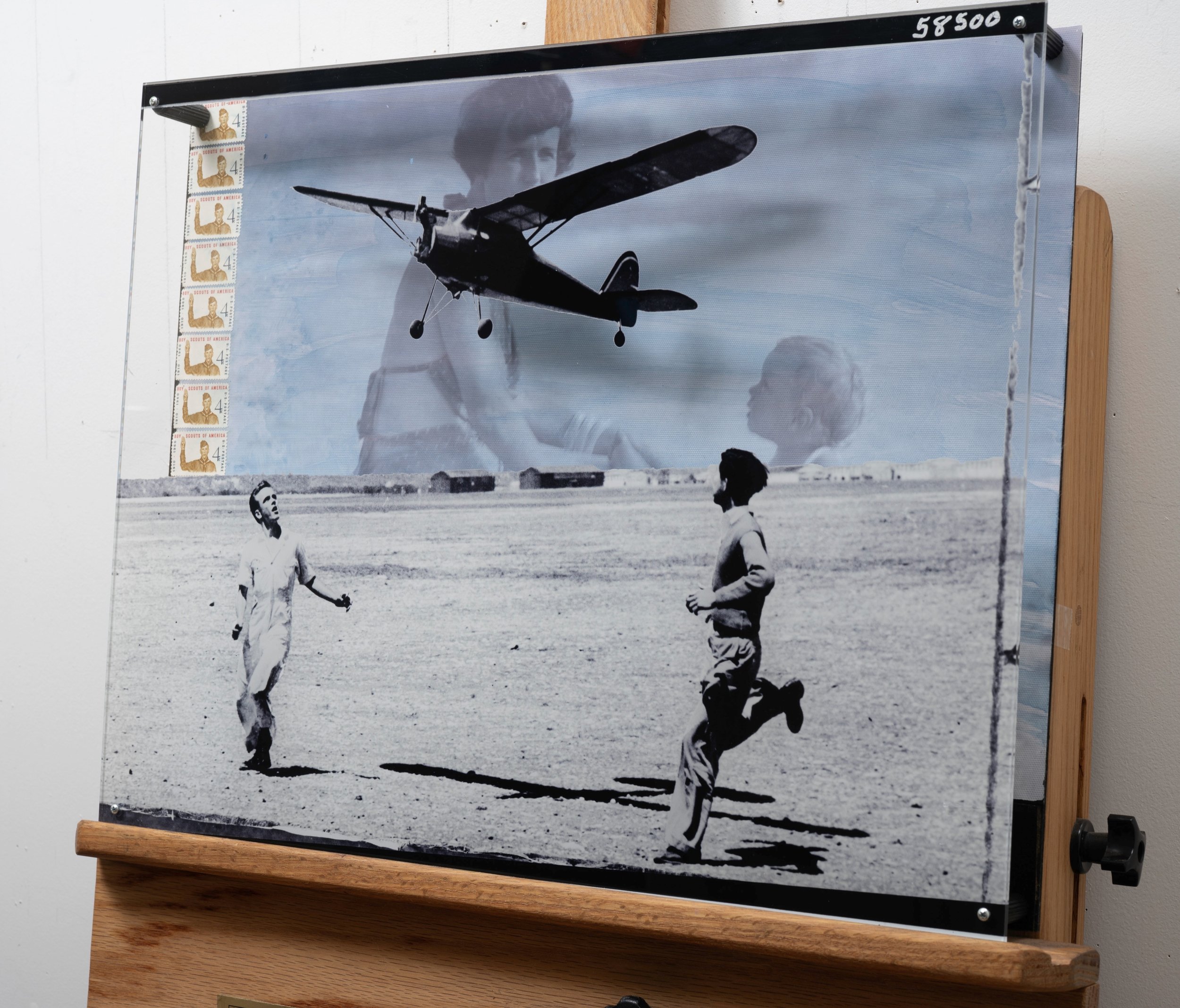 Castles in the Sand 02 ~ 16" x 20" ~ Historic photos, vintage postage stamps, watercolors