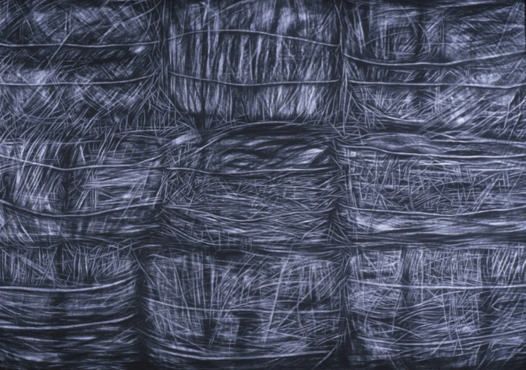 Hay Bales No. 1 ~ 60" x 90" ~ Charcoal on cotton rag paper