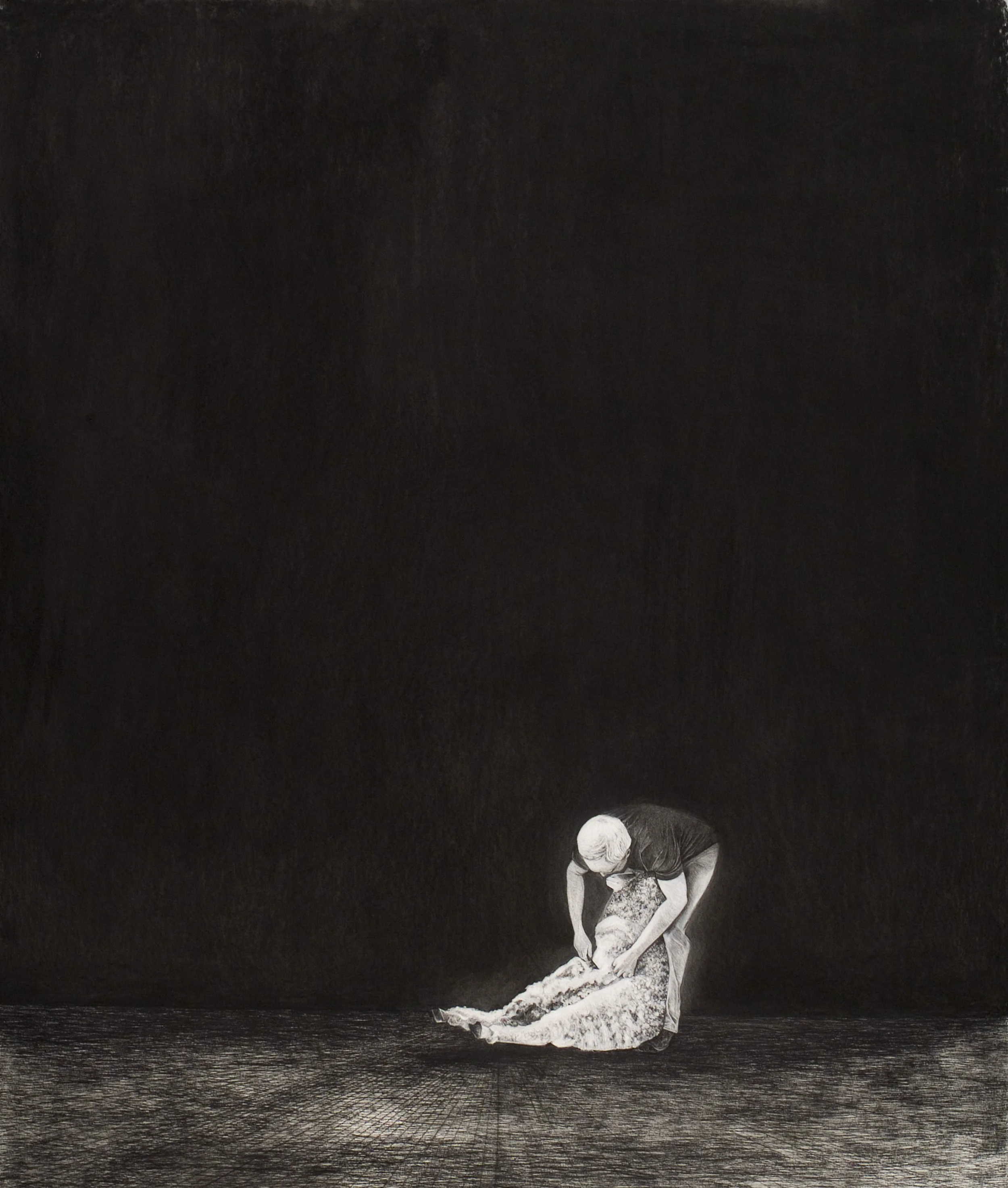 They Loved Each Other Deeply ~ 72" x 52" ~ Charcoal on cotton rag paper