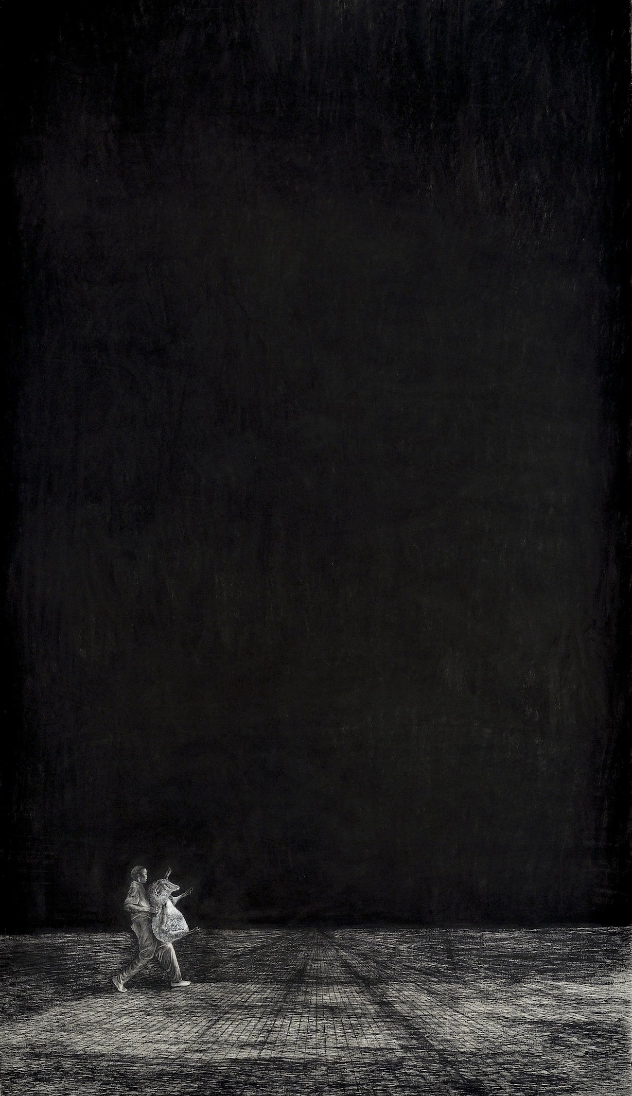 The Results Were Always Perfect ~ 42" x 72" ~ Charcoal on cotton rag paper