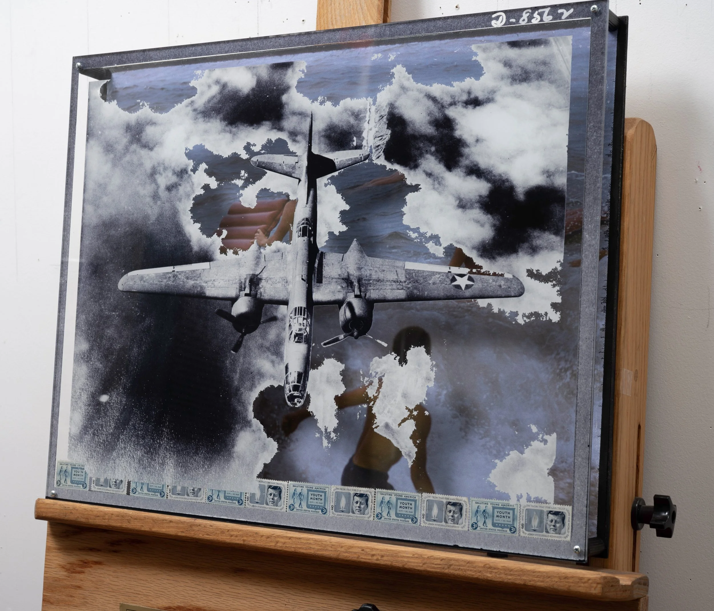 Castles in the Sand 03 ~ 16" x 20" ~ Historic photos, vintage postage stamps, watercolors