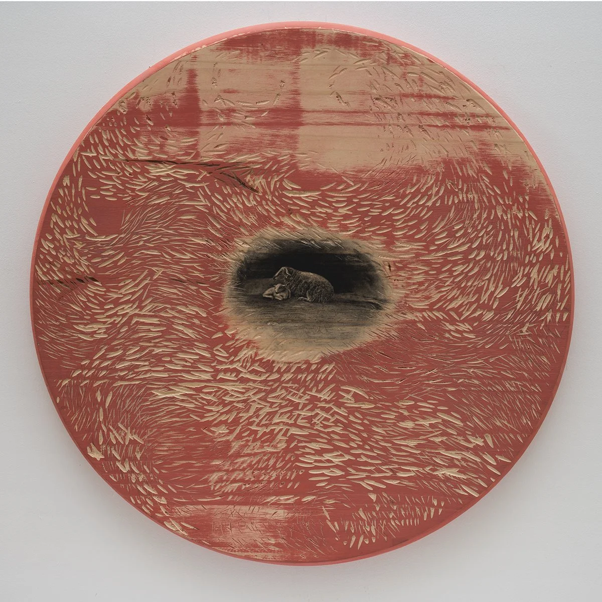 Mother And Child ~ 19" round ~ Carved basswood, acrylic, charcoal