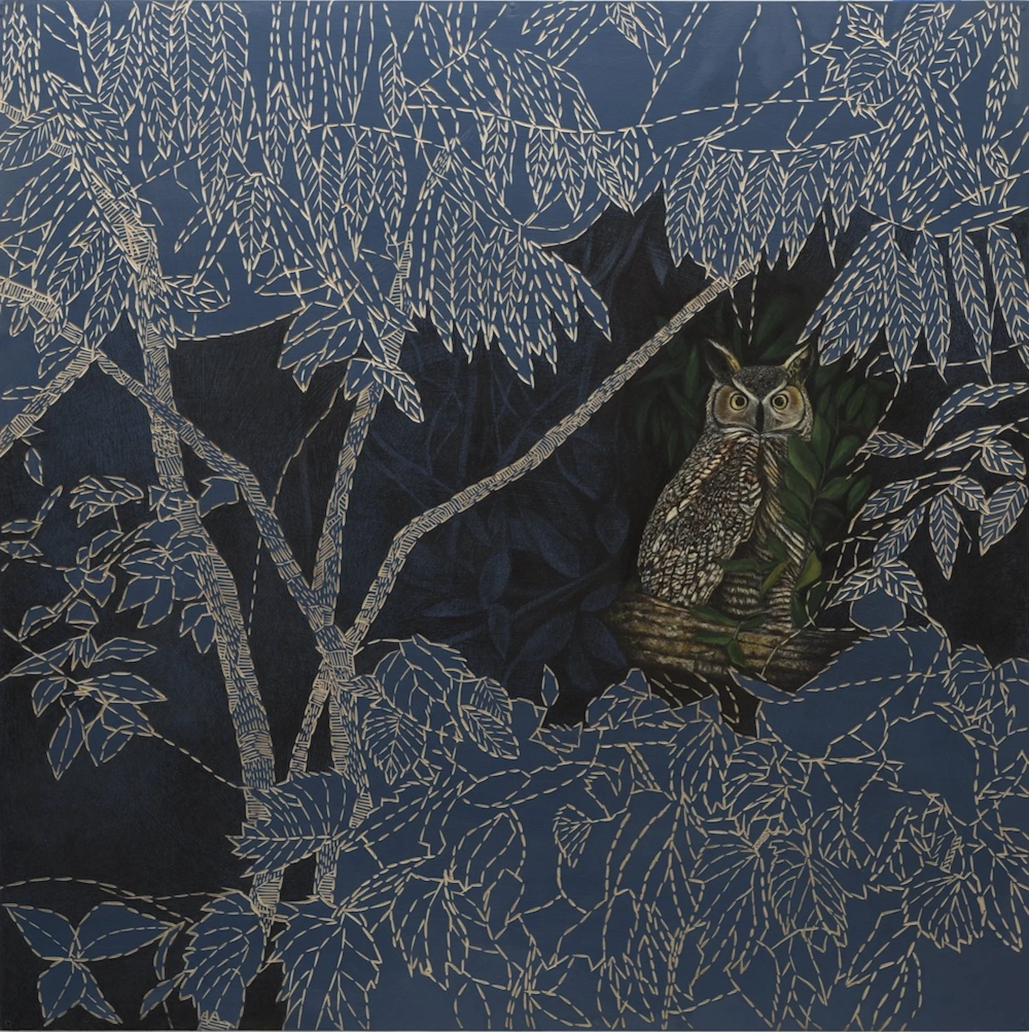 Summer Dream ~ 36" x 36" ~ Carved basswood, acrylic, charcoal