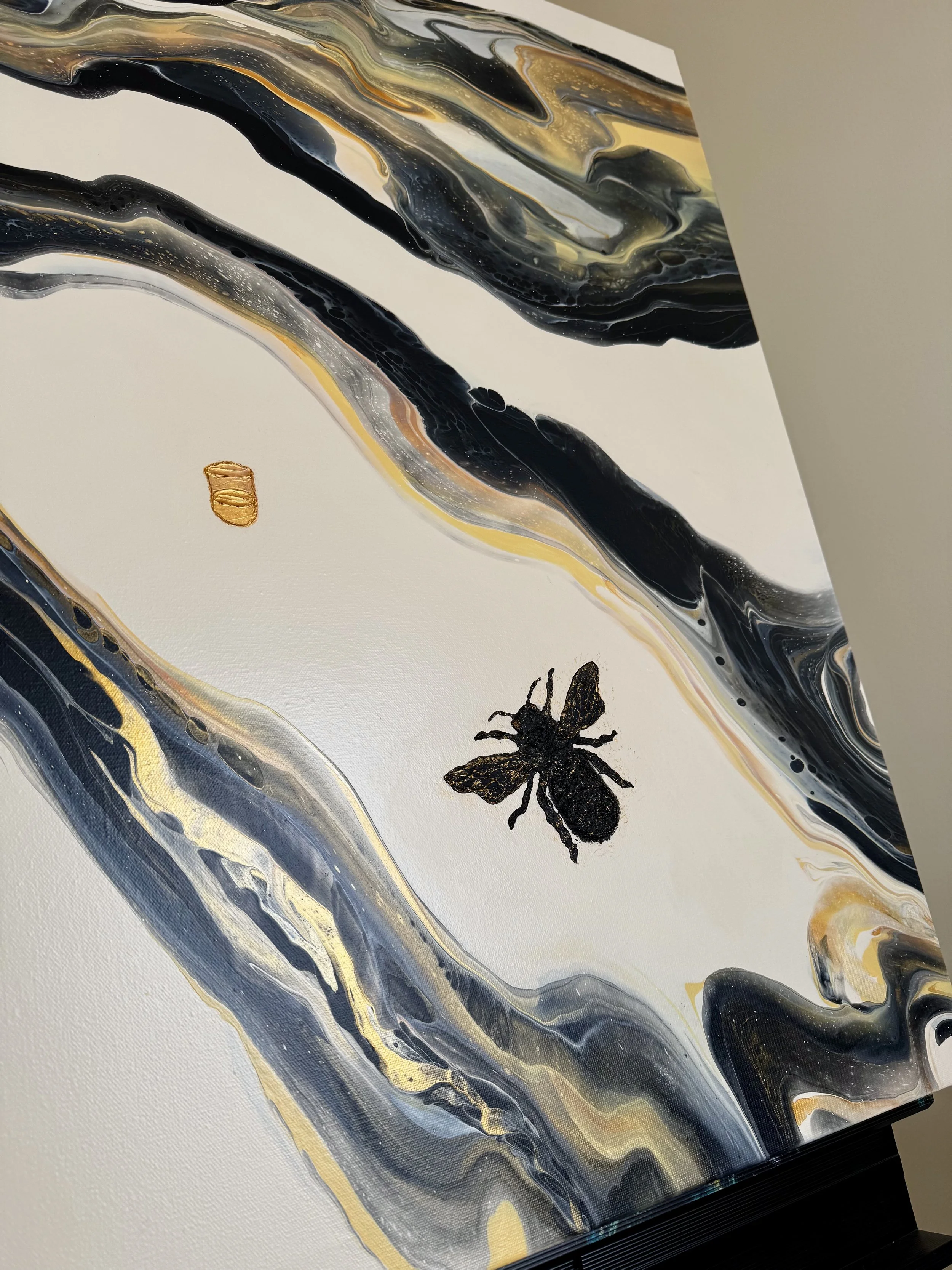 Abstract painting of a bumble bee.