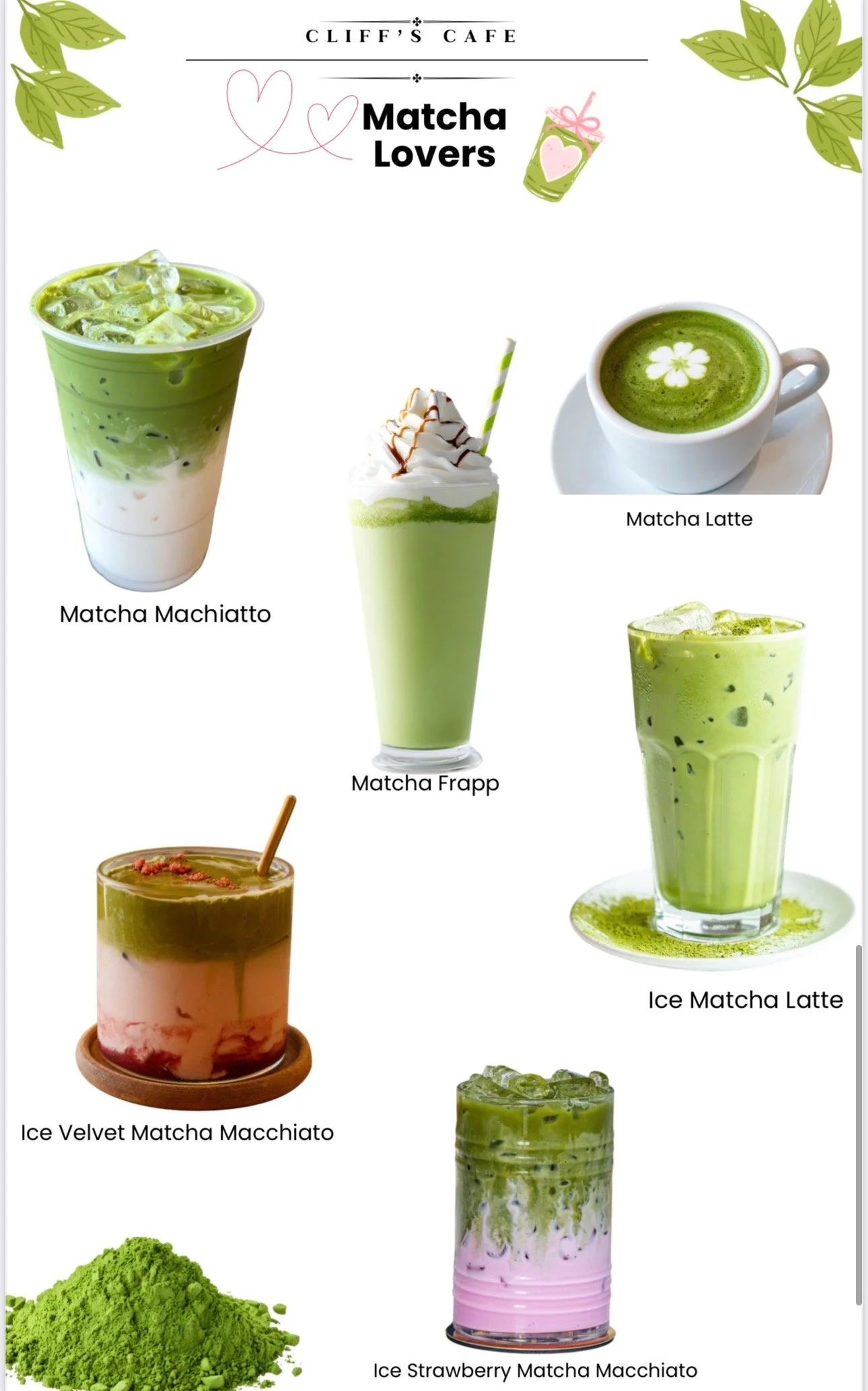 photo of Cliff's match menu without prices