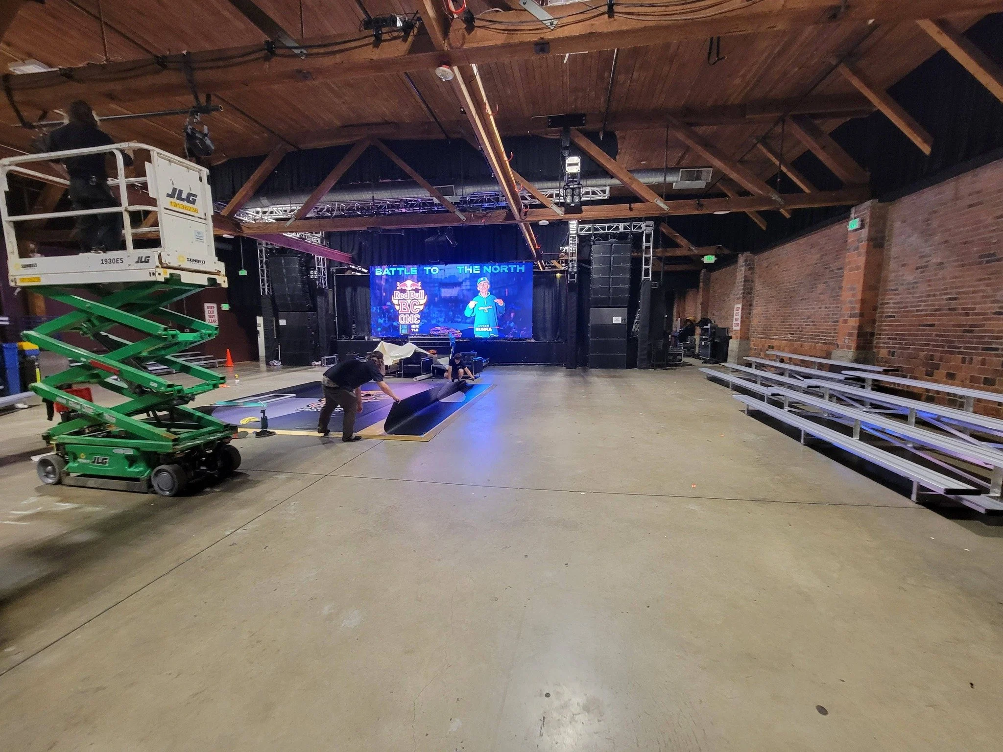 Indoor bleacher seating for a dance event by Bleachers NW