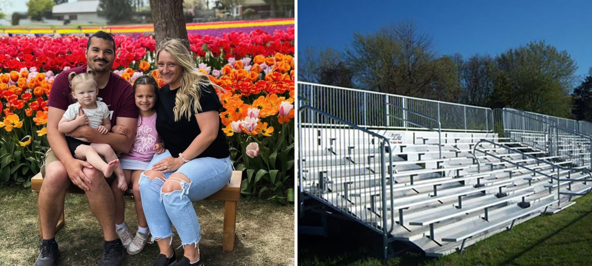 Family owned Bleachers NW company operated by Allison and Derek providing portable bleacher seating solutions for events across the Western United States
