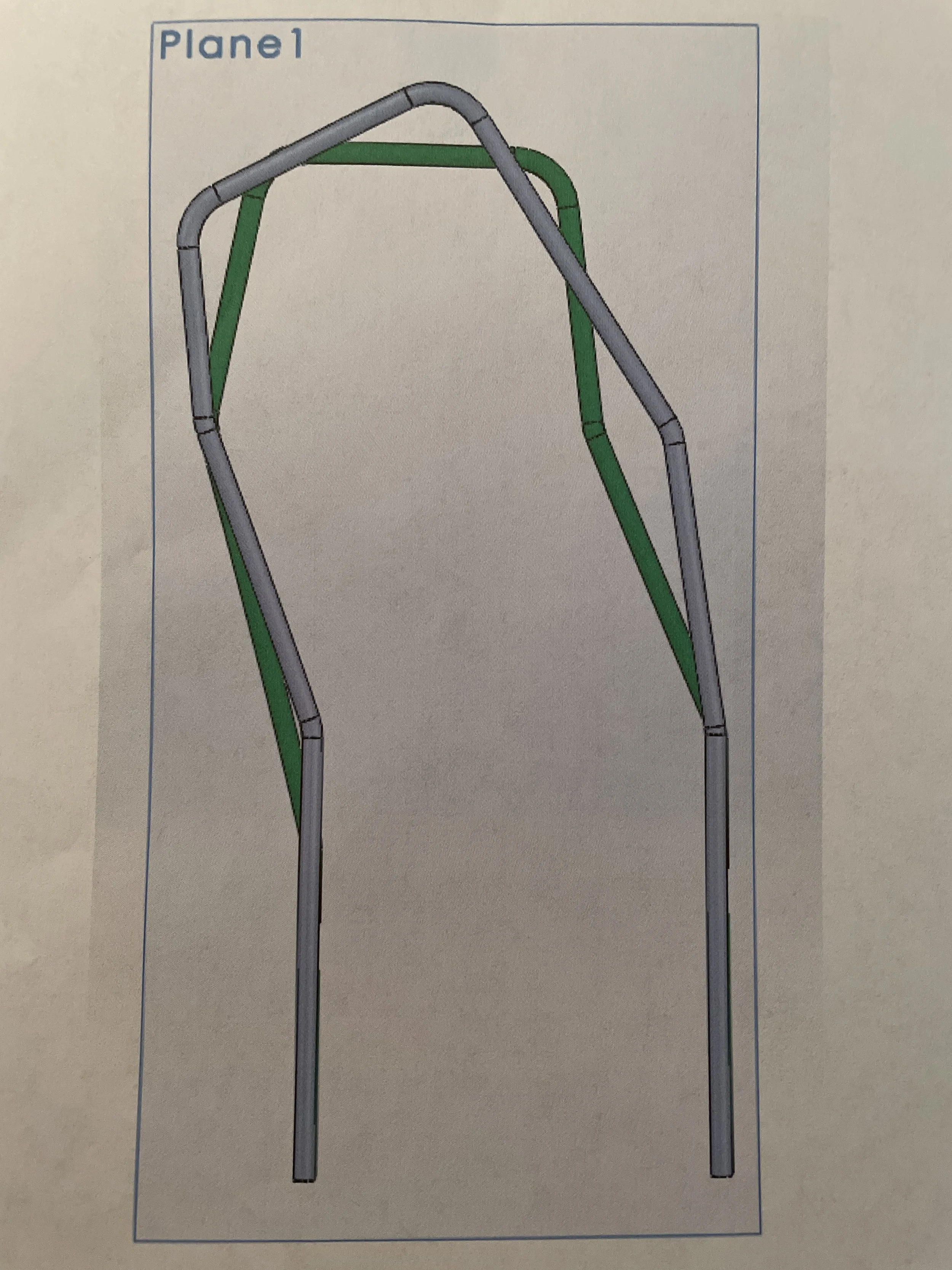 Comparison of the original harness (green) with the updated harness (grey)