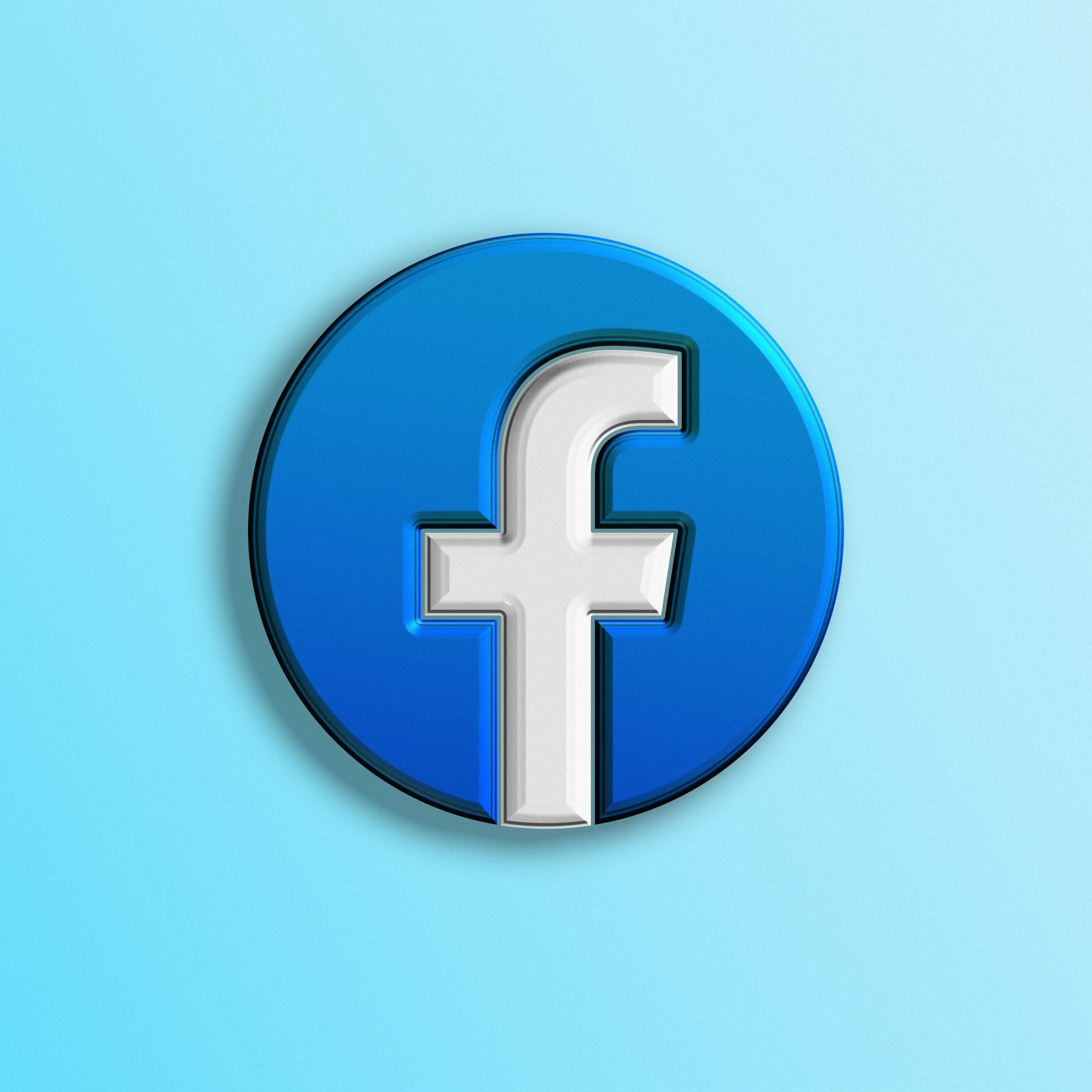 Facebook logo in blue and white in a circular design.