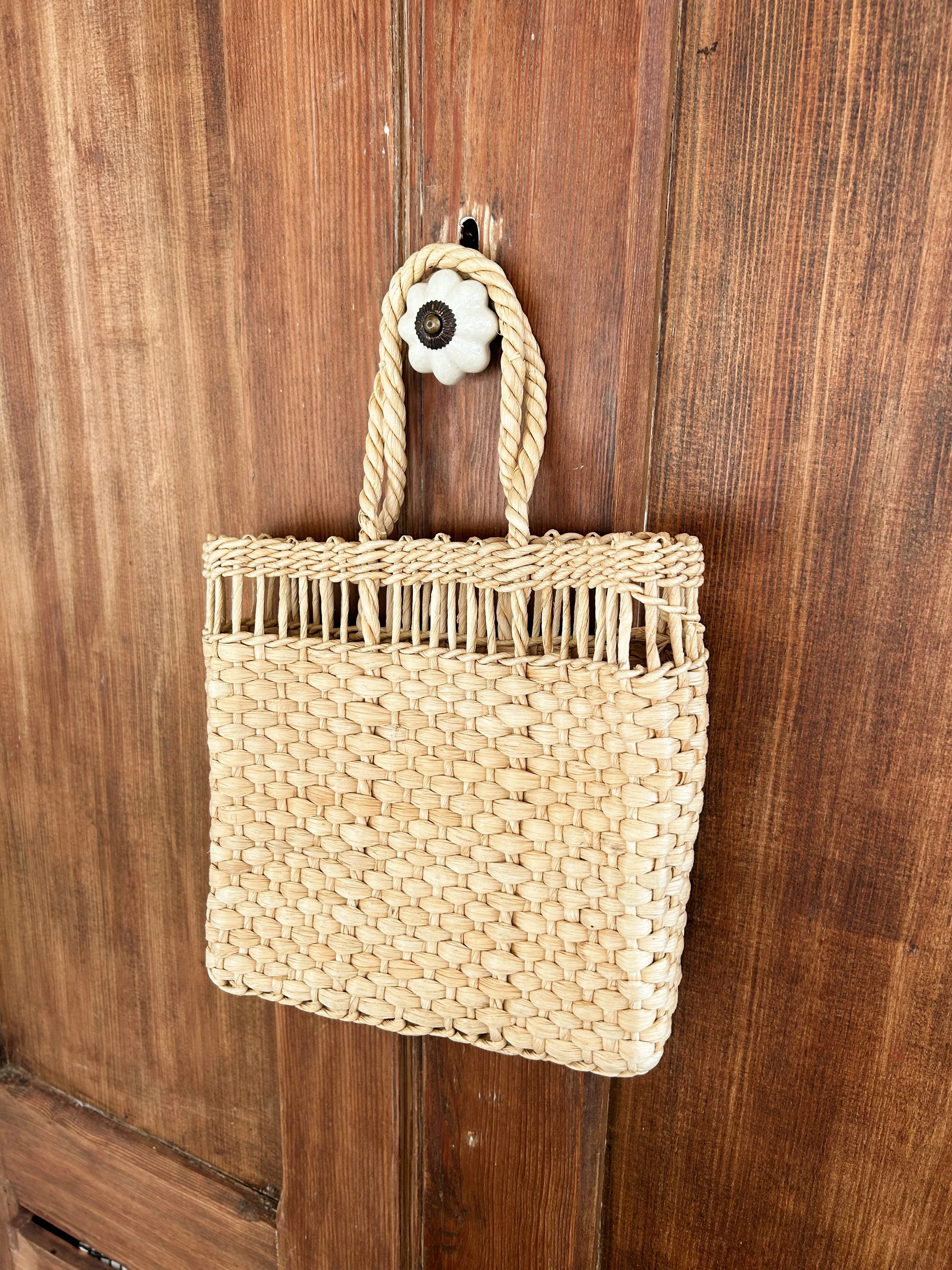 Vintage Raffia Purse Jane Birkin Handbag Wicker Basket French