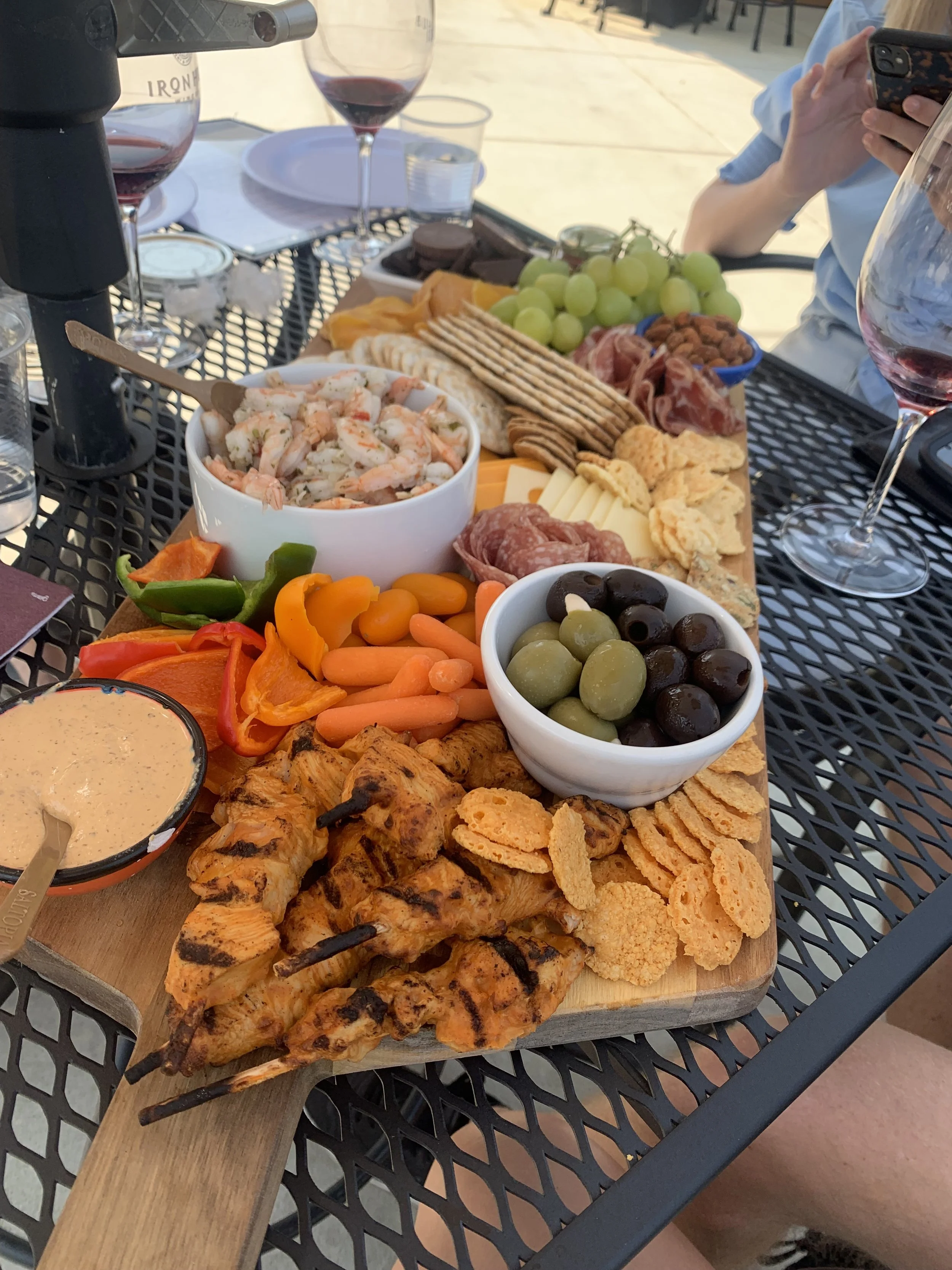 Grazing table with charcuterie, vegetables and appetizers for a South Lake Tahoe gathering