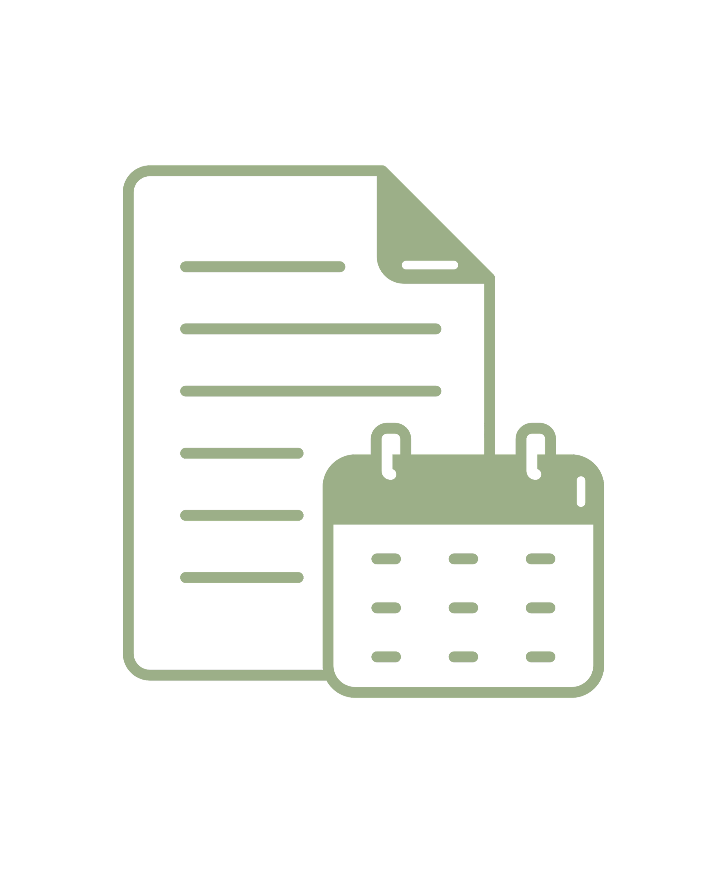 Monthly Bookkeeping. Outline icon of a document and a calendar on a black background.