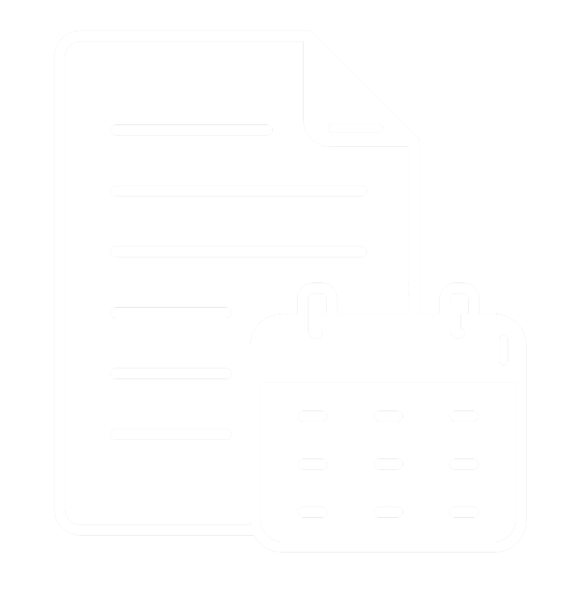Monthly Bookkeeping. Icon of a calendar and a sheet of paper with lines on a black background.