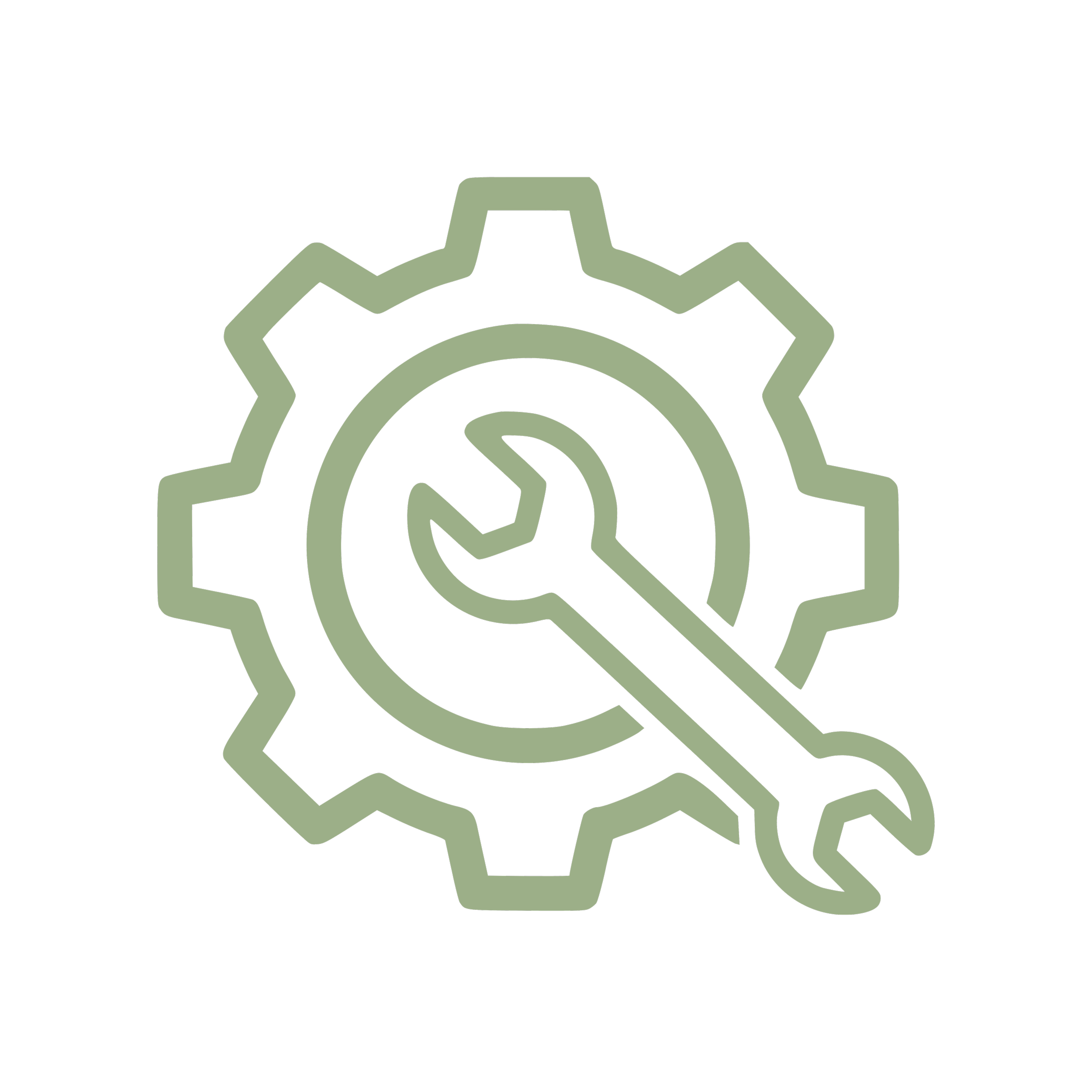 Business Personal Property Tax Return Filing. Gear with wrench and screwdriver inside, symbolizing tools or maintenance.