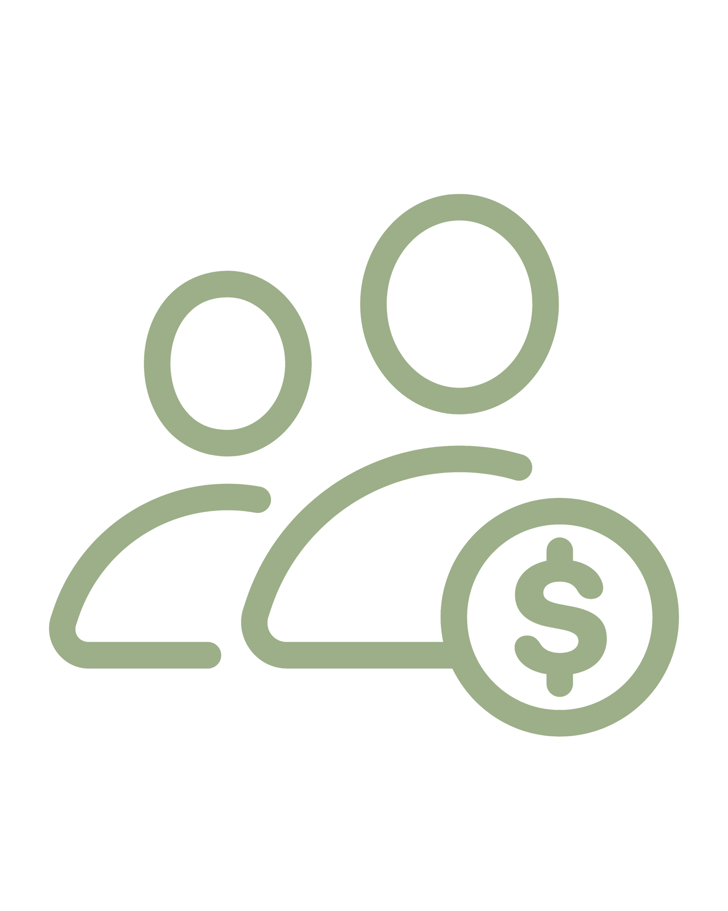 Payroll Processing. Line drawing of two people with a dollar sign in a circle.