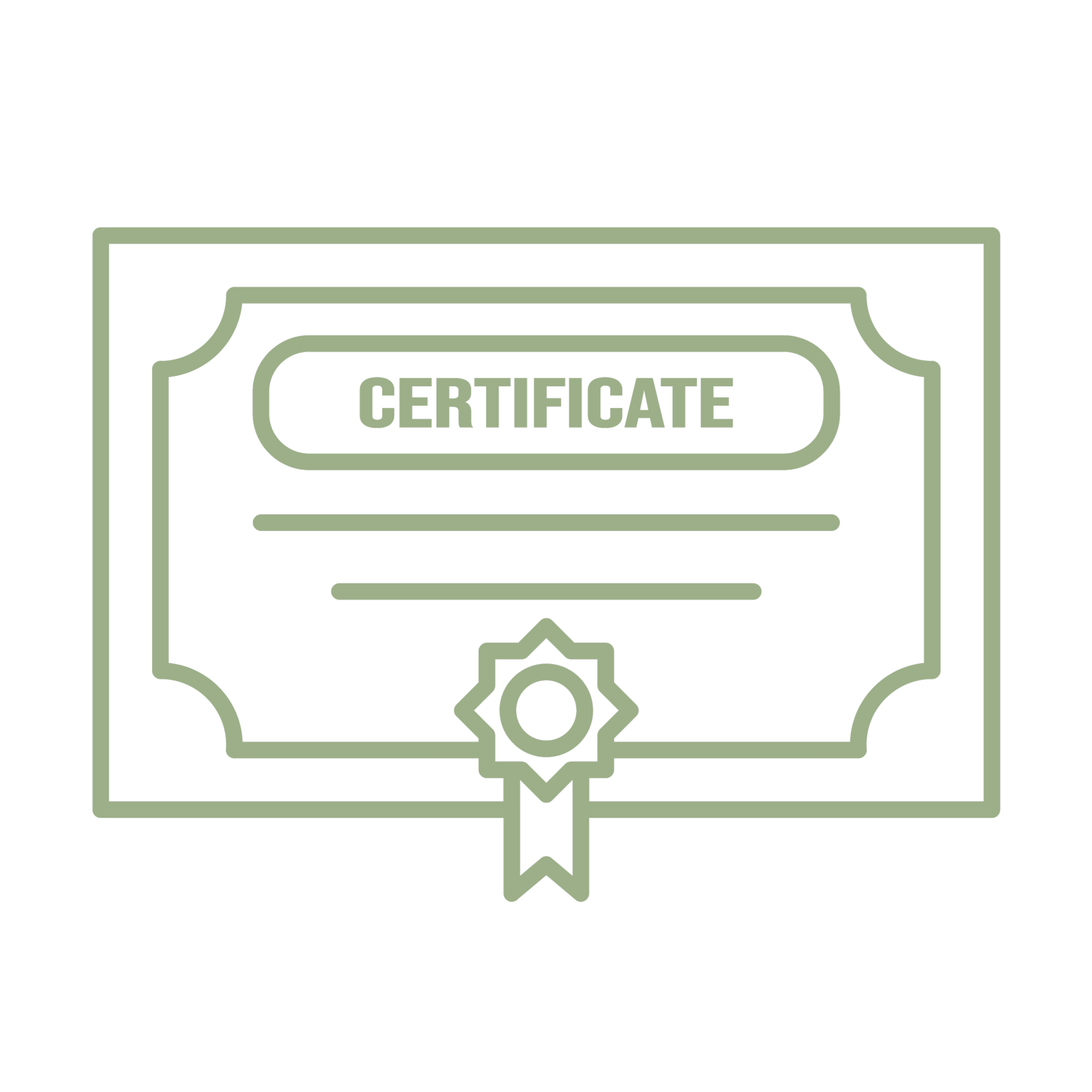 Occupational License Renewal. Line drawing of a certificate with a ribbon and seal, featuring the word 'CERTIFICATE' in the center.