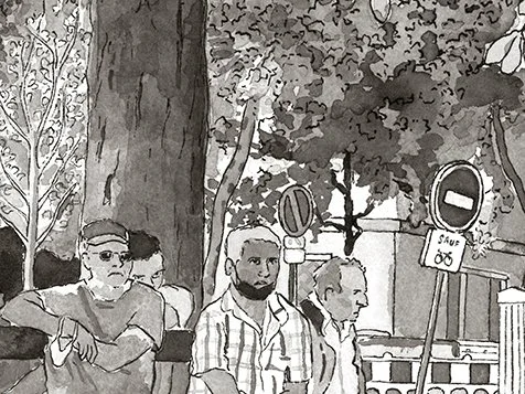 Vie de quartier dans Paris en été