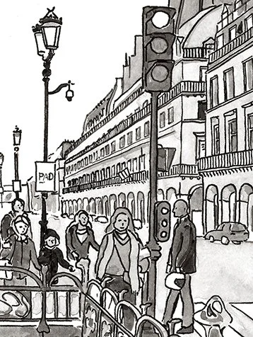 Lampadaire sortie de métro parisien