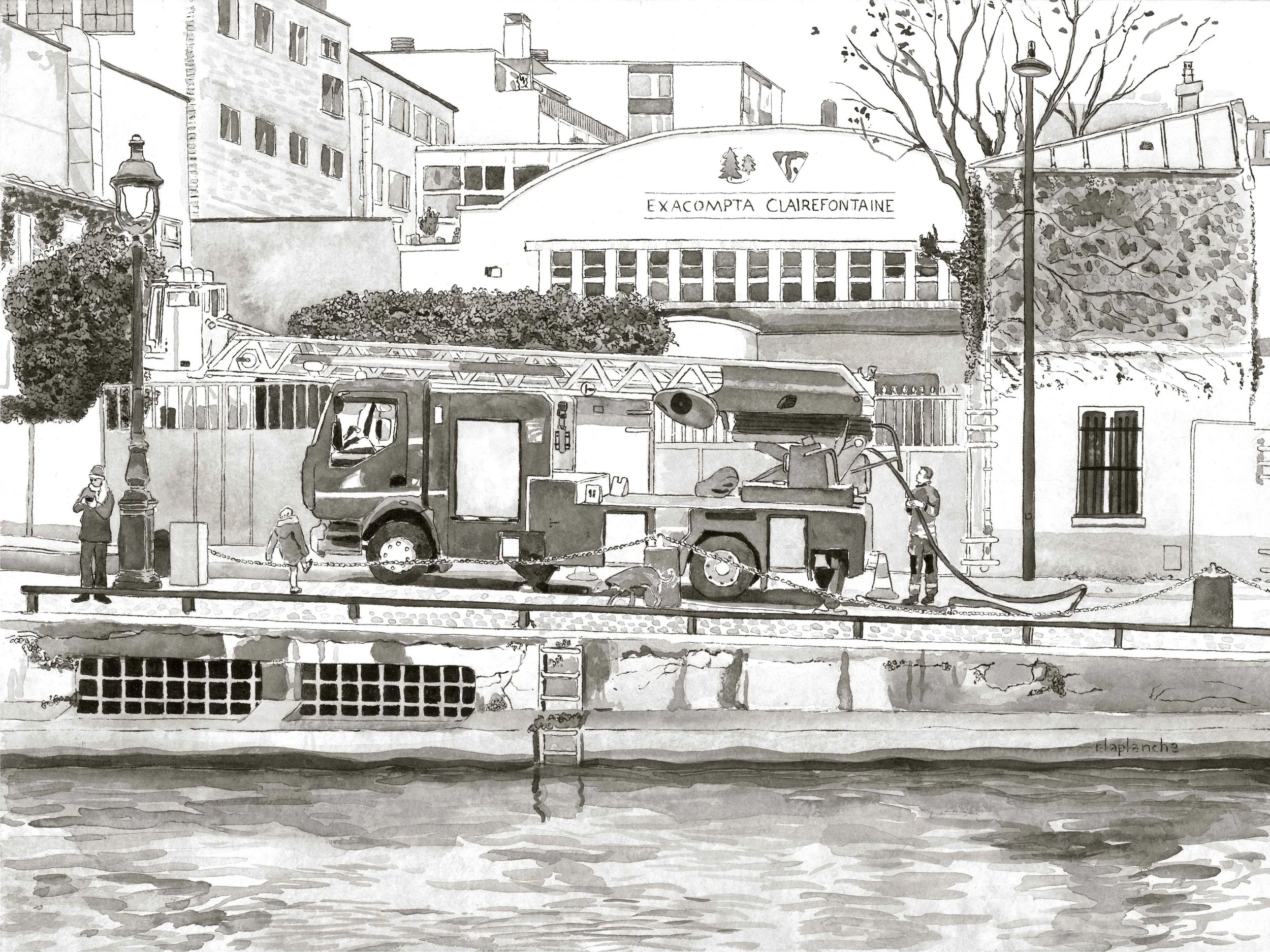 intervention pompier canal st martin paris dessin